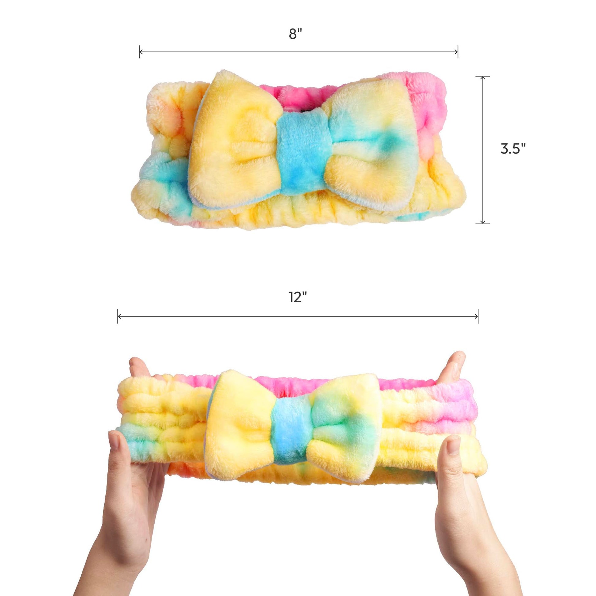 Red by Kiss Spa Headband for Washing Face Facial Makeup Bow Head Band Soft Plush Fleece Stretchy Head Wraps for Women Shower Bath Washing Face Mask (WHITE)