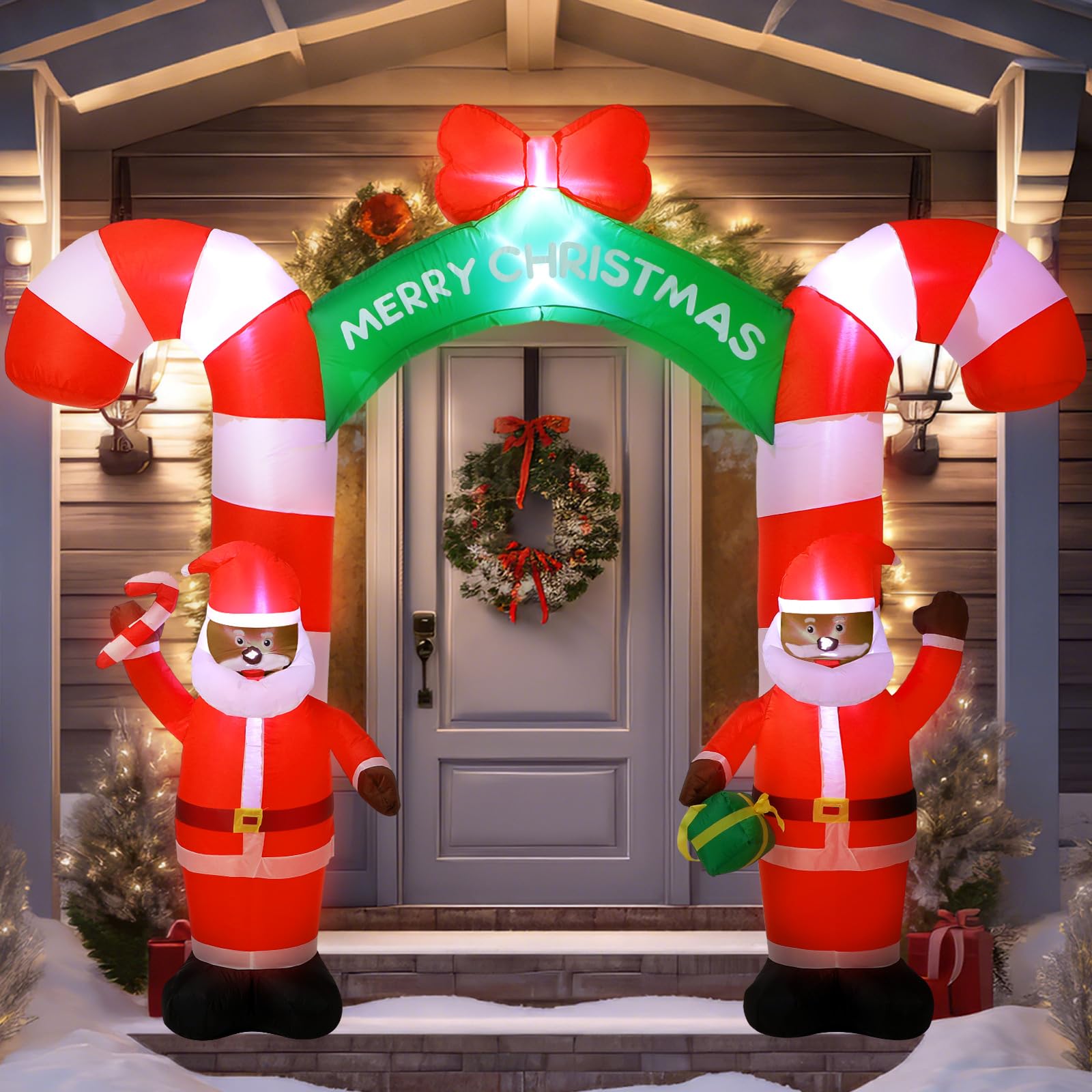 9.8 ft Giant Black Santa Christmas Arch Inflatable Decoration Merry Christmas Arch Outdoor Decoration Built in LED Blower Blow up for Outdoor Yard Garden Lawn Xmas Holiday Decor