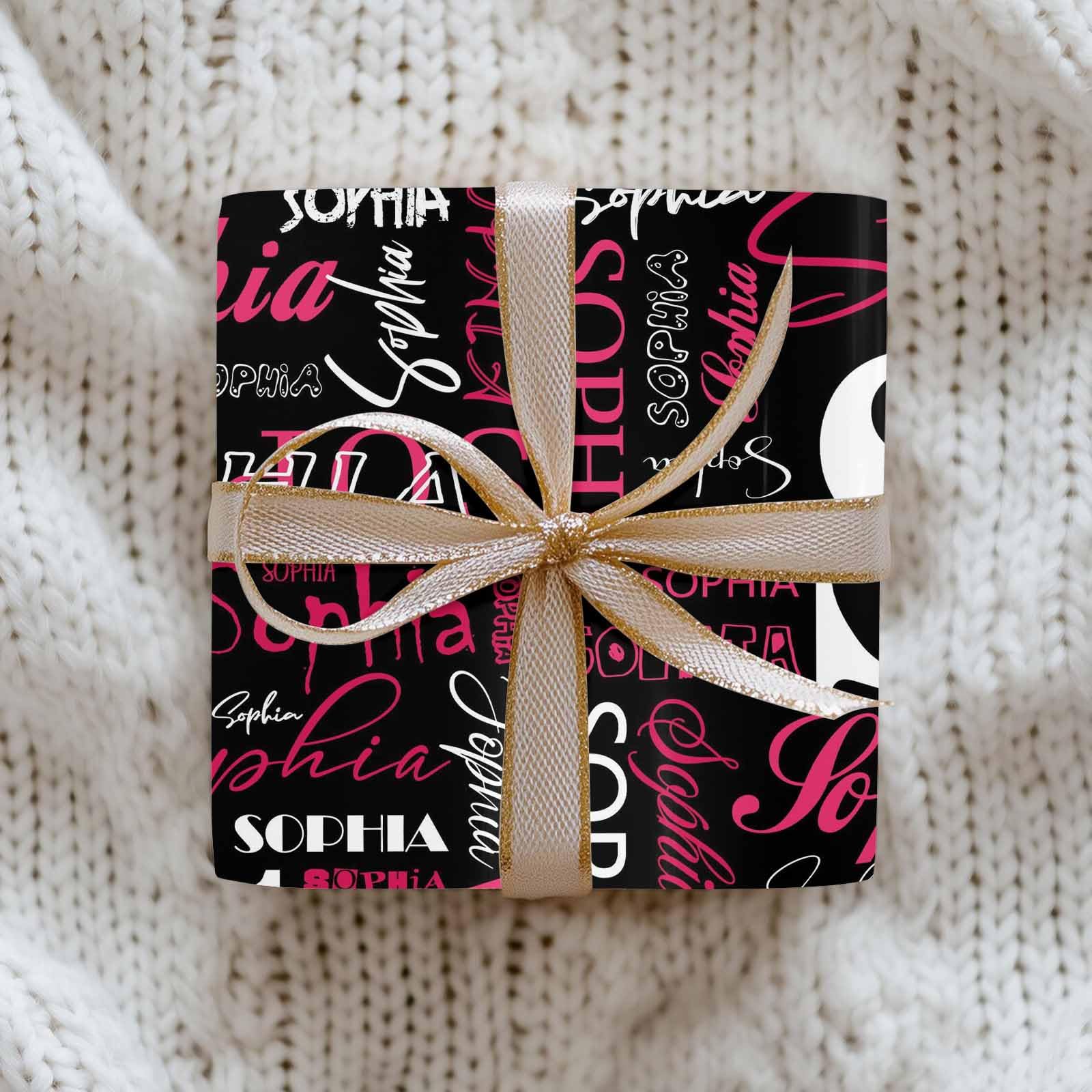 InterestPrint Custom Photo Wrapping Paper Merry Christmas with Christmas hat Wrapping Paper Custom Name Gift Wrap Roll Perfect for Birthdays 58"x 23"