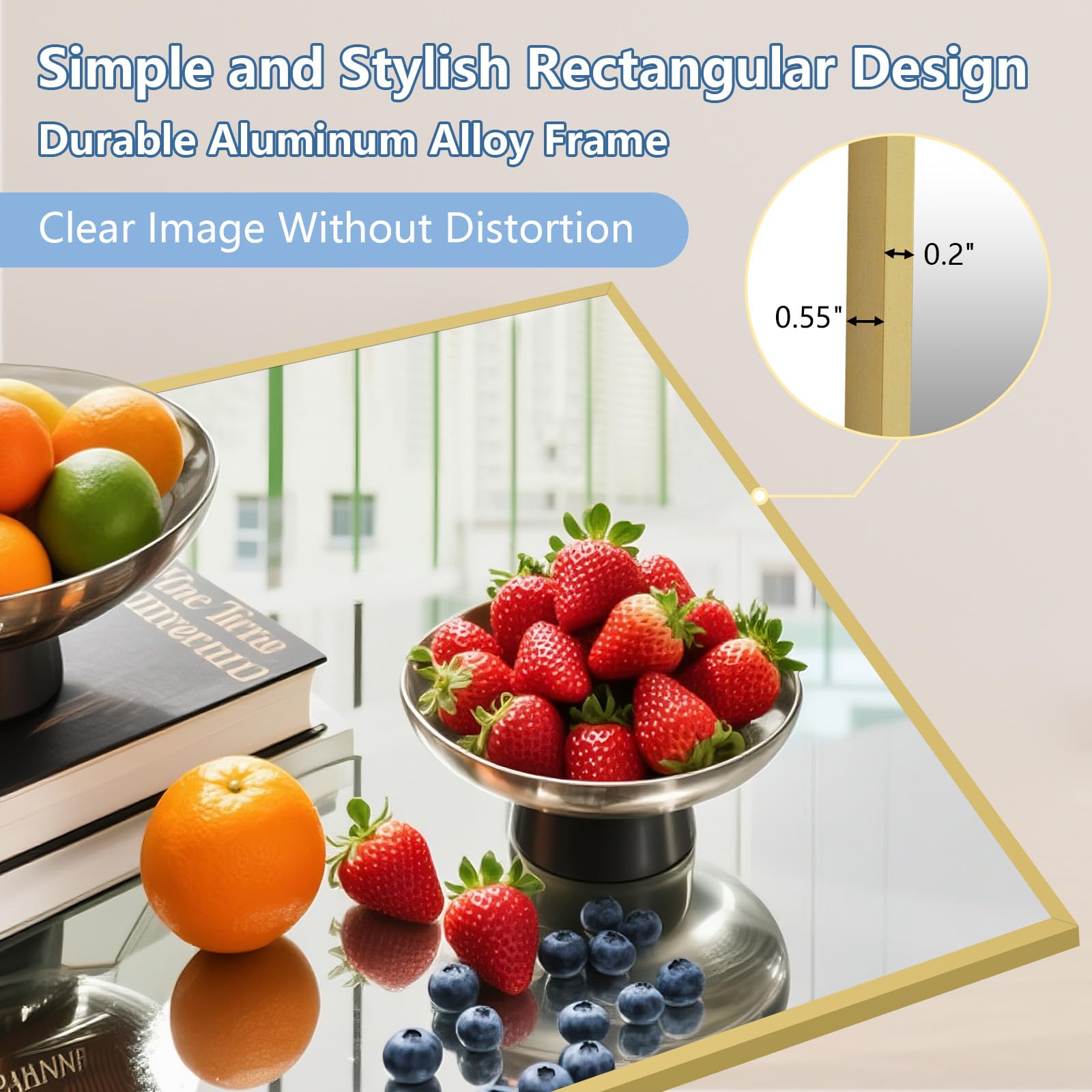 Oversized Floor Mirror Full Length with Stand, 72"X44" Extra Large Arch Standing Mirror Full Length, Tempered Glass Black Full Body Mirror for Bedroom Living Room, Aluminum Alloy Frame