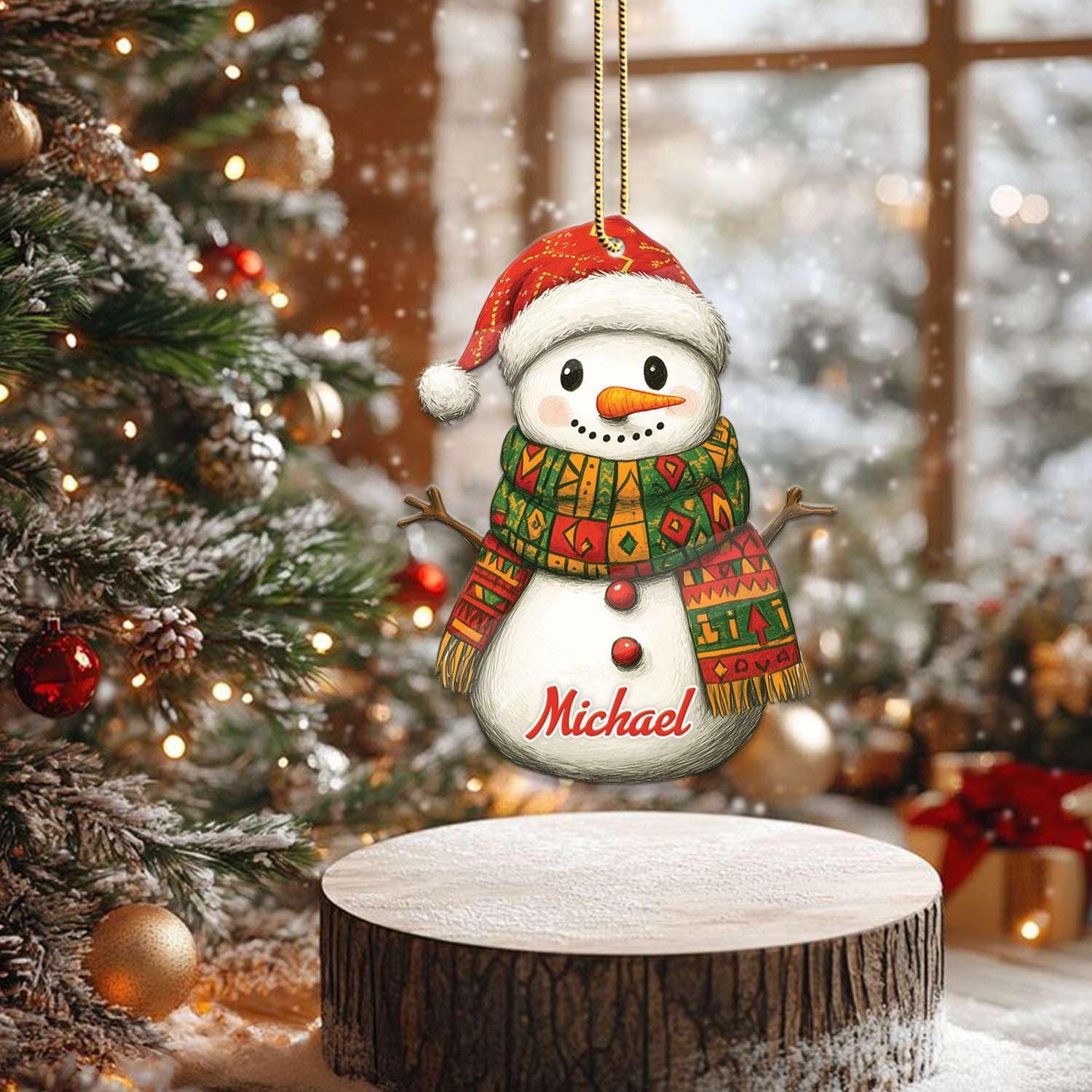 2D Acrylic Christmas Elf Shaped Ornament with Gift Box, Personalized Name Holiday Keepsake, Cute Ornament for Kids Room, Custom Name African-Inspired Decoration, Gifts for Boys