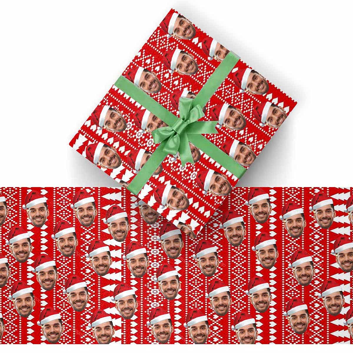 InterestPrint Custom Photo Wrapping Paper Merry Christmas with Christmas hat Wrapping Paper Custom Name Gift Wrap Roll Perfect for Birthdays 58"x 23"