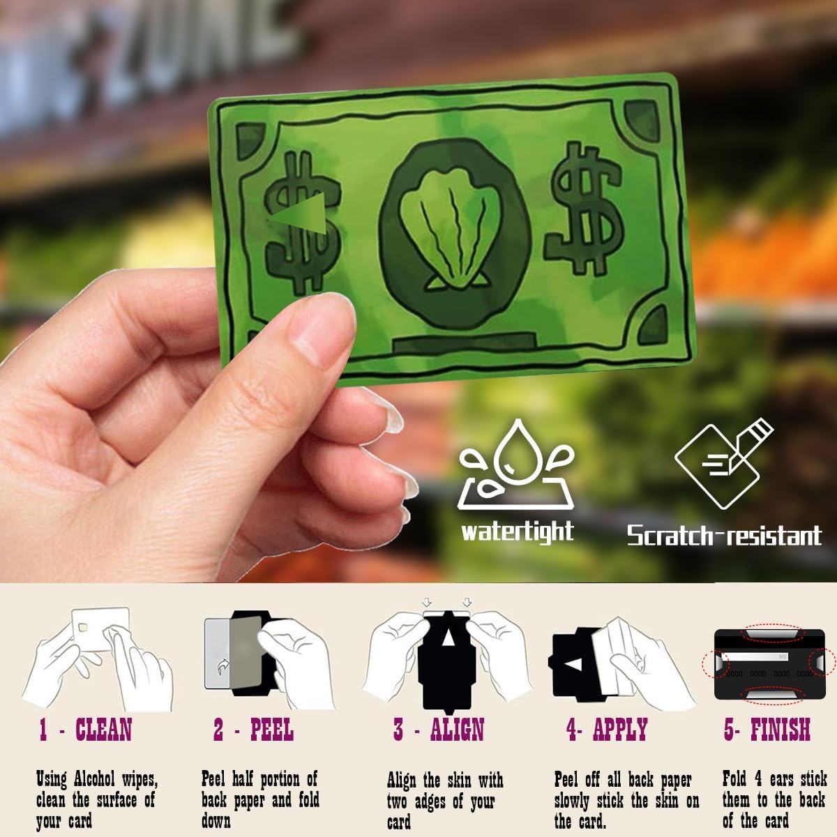Thaph-Ky 3 PCS Card Covers for Debit Cards, Funny Debit/credit Card Skin - Sea Bucks, Get Out Of Jail Free Card Cover for Key, EBT, ID, Bank Card - No Bubble, Slim, Waterproof Credit Card Sticker