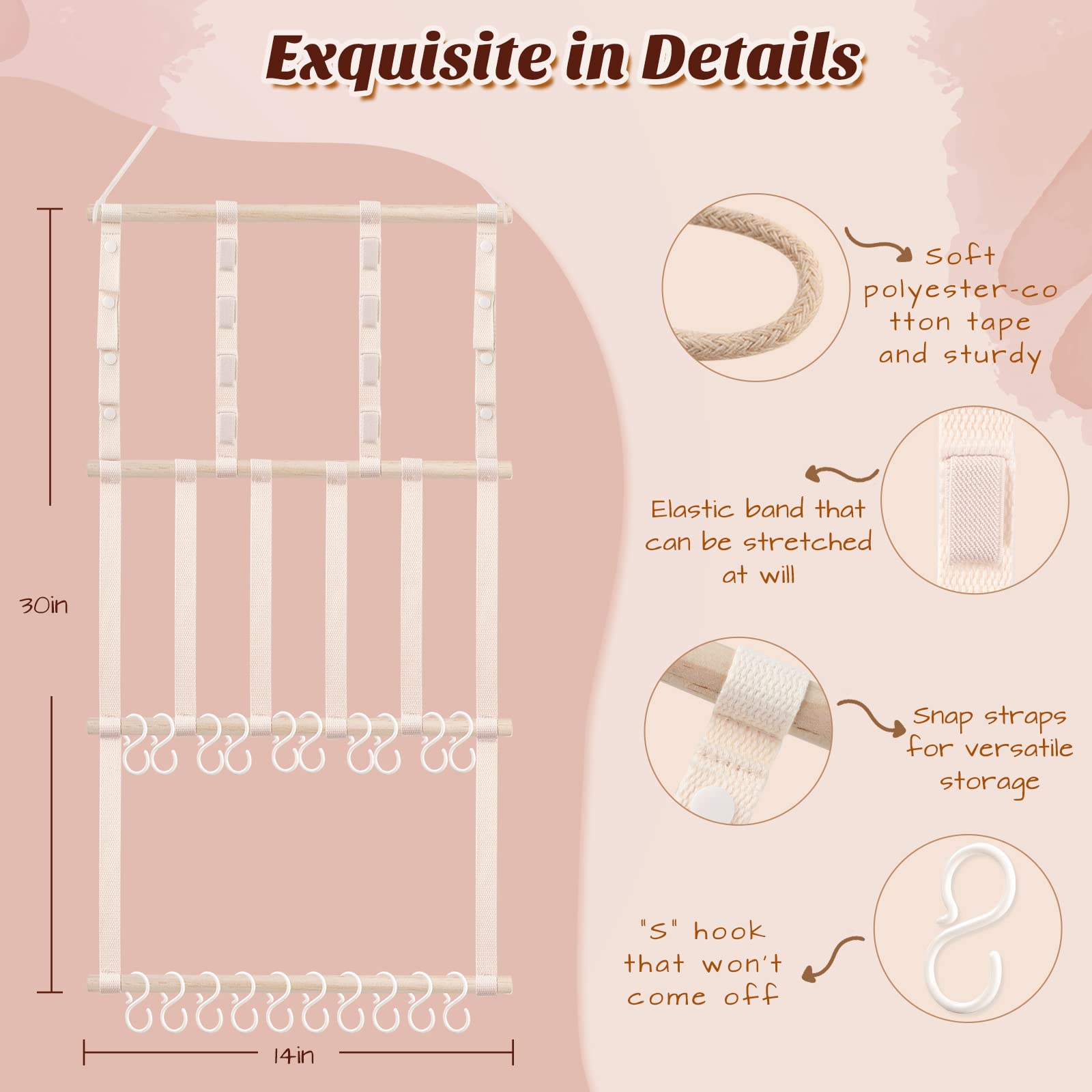 POVETIRE Headband Holder Hair Bows Organizer for Girls, Baby Headbands Hair Accessories Organizer Storage Wall Hanging Decor for Toddler Girls Room