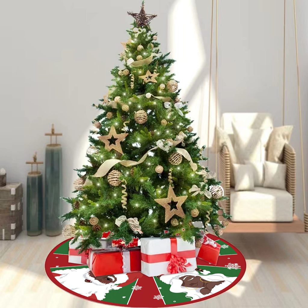 Christmas Tree Skirt Black Snowflake Black Santa African American Santa Tree Skirt 48inch Xmas Winter Tree Skirt for Christmas Indoor Outdoor Decorations