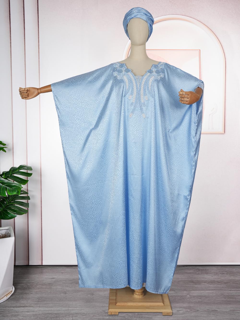 HD African Dresses for Women Fashion Beading Rhinestone Kaftan Maxi Dress