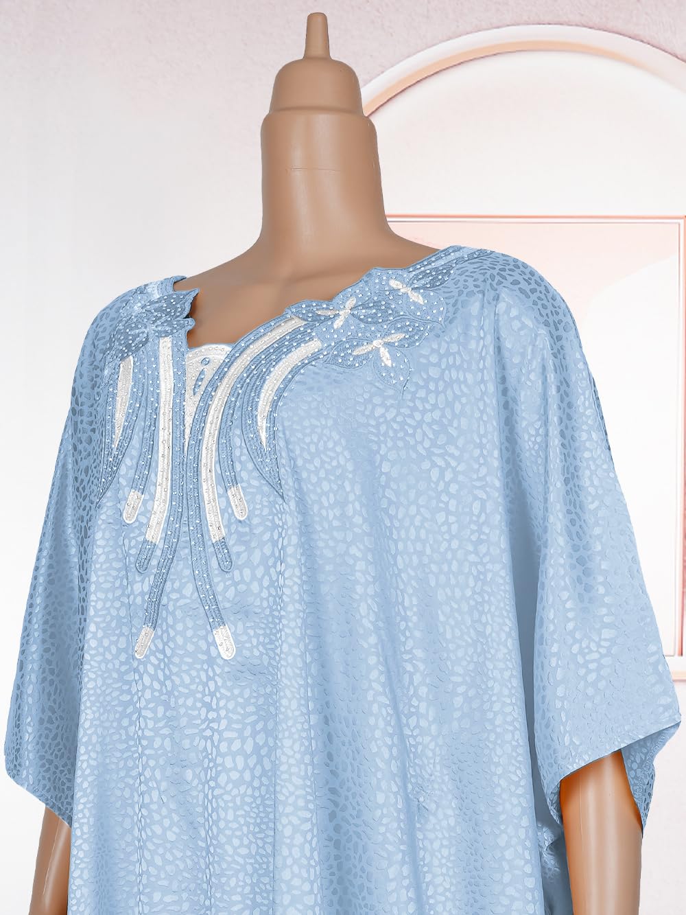 HD African Dresses for Women Fashion Beading Rhinestone Kaftan Maxi Dress