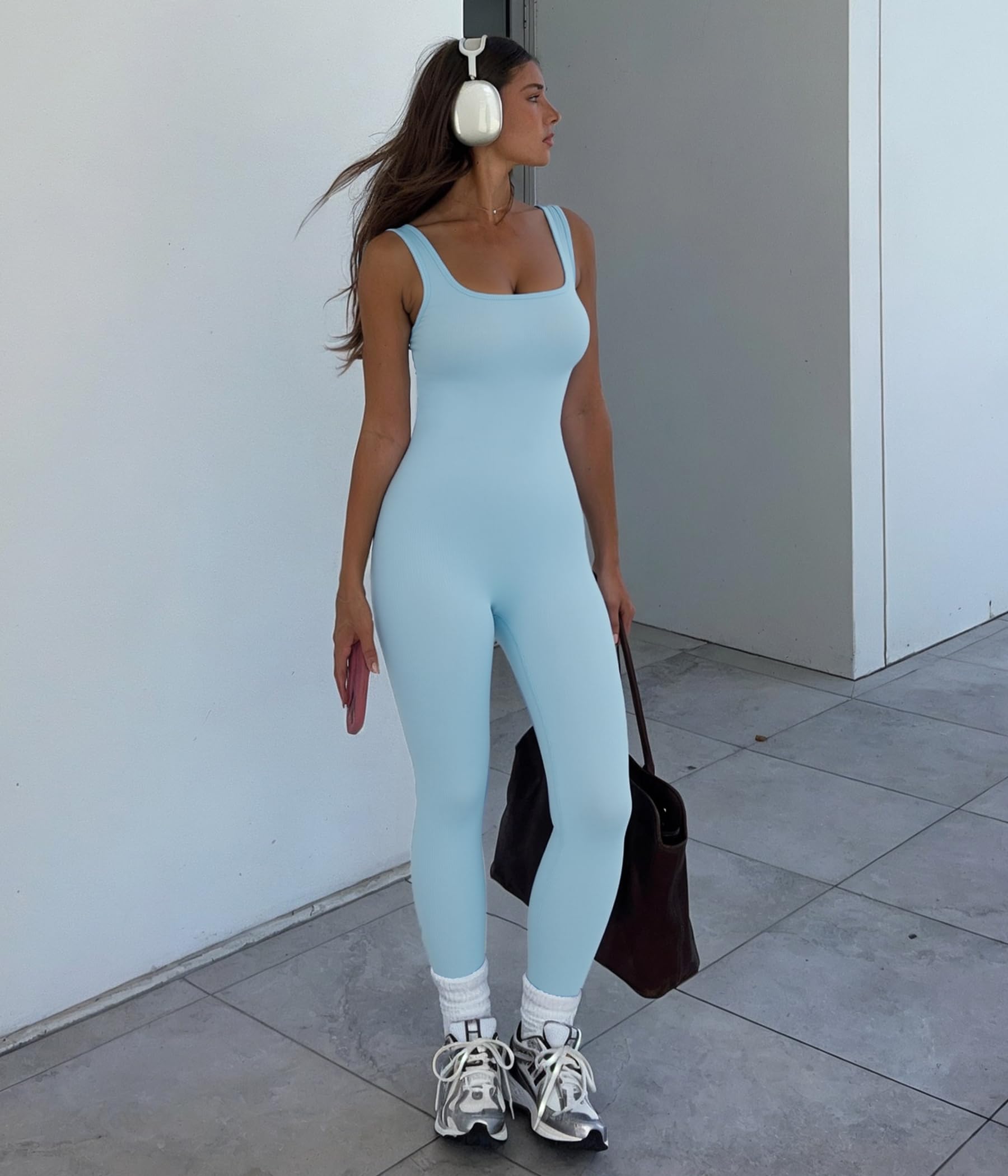 TrainingGirl One Piece Jumpsuits for Women Summer Workout Yoga Gym Rompers - Casual Cute Sleeveless Bodysuits Tank Top