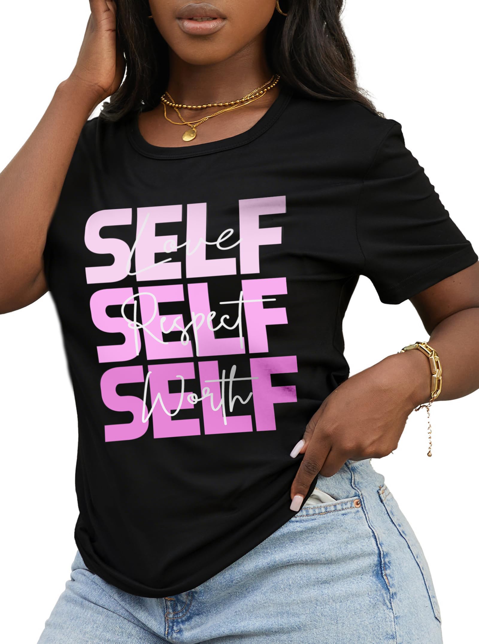 Hilinker Women's Funny Graphic Tees Casual Loose Summer Cute Tops Short Sleeve T Shirts