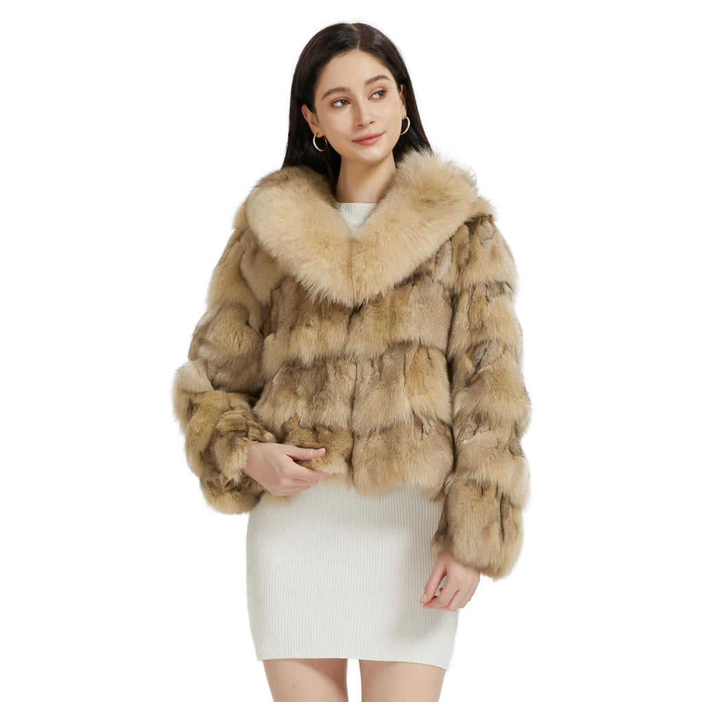 Fur Story Women's Genuine Fox Fur Coat Thick Warm Fur Jacket Winter coat