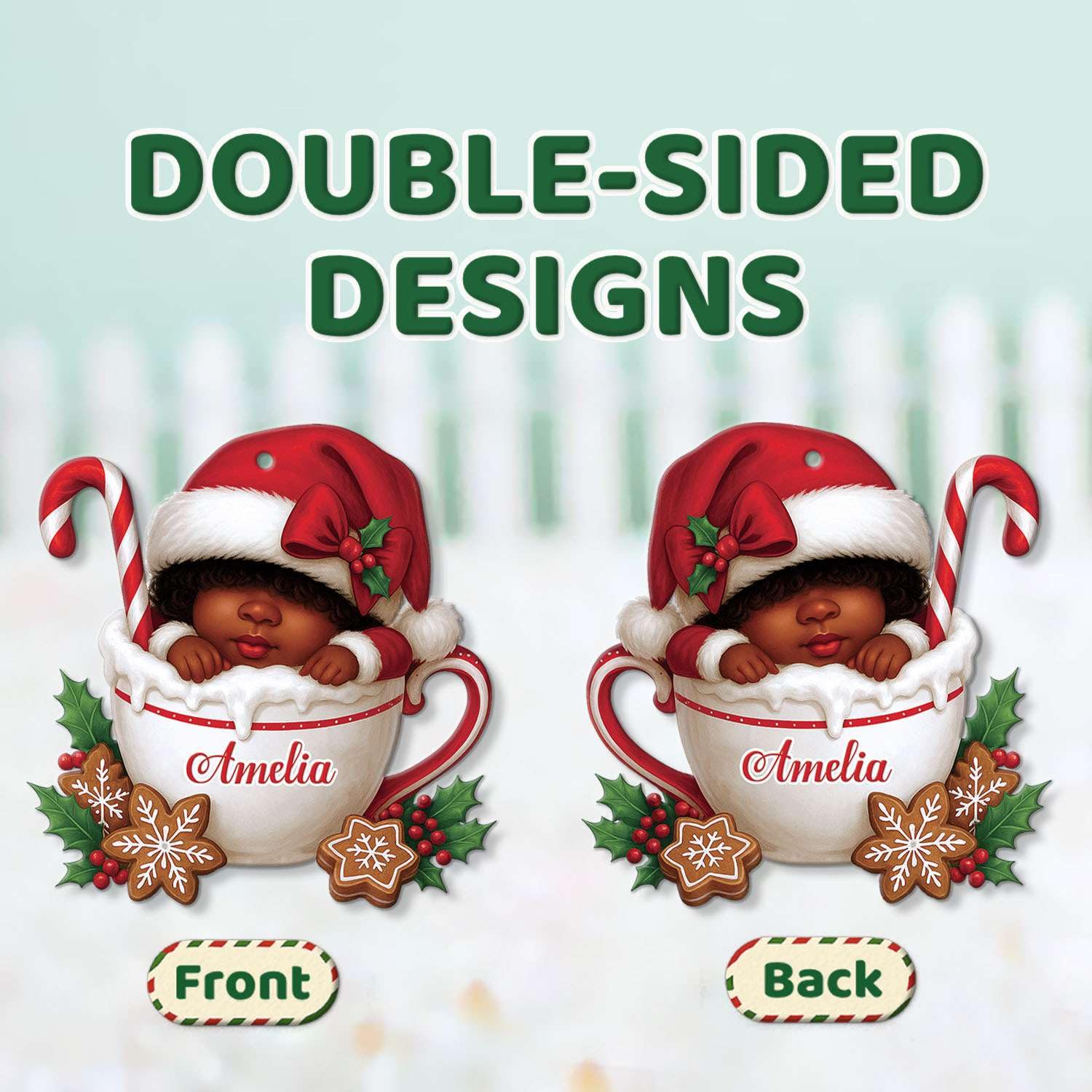 2D Acrylic Christmas Elf Shaped Ornament with Gift Box, Personalized Name Holiday Keepsake, Cute Ornament for Kids Room, Custom Name African-Inspired Decoration, Gifts for Boys