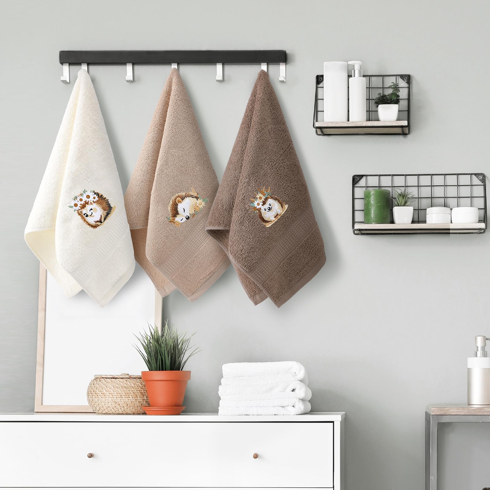 3 Pcs African Woman Hand Towels Black Girl African American Bathroom Home Decor Boho Decorative Farmhouse 100% Cotton Embroidered Towels for Bathroom Kitchen 13. 3 x 29. 5''