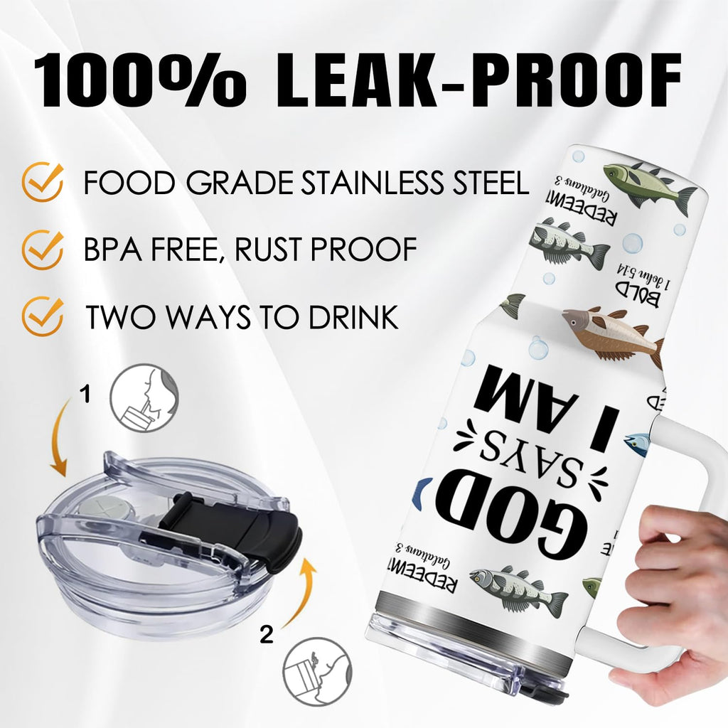 Christian Gifts for Women, 40 oz I Can Do All Things Christ Tumbler With Handle, Inspirational Religious Birthday Gifts for Faith Cup, Christian Jesus God Bible Verse Pastor Prayer Gift for Christmas