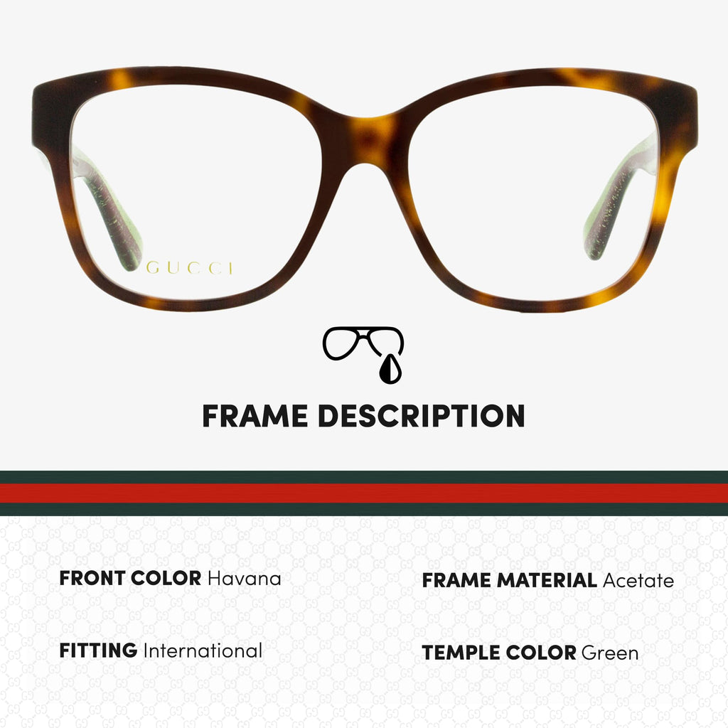 Gucci GG0038ON Square Shape Eyeglasses + Bundle with eSHADES Luxury Eyewear Kit