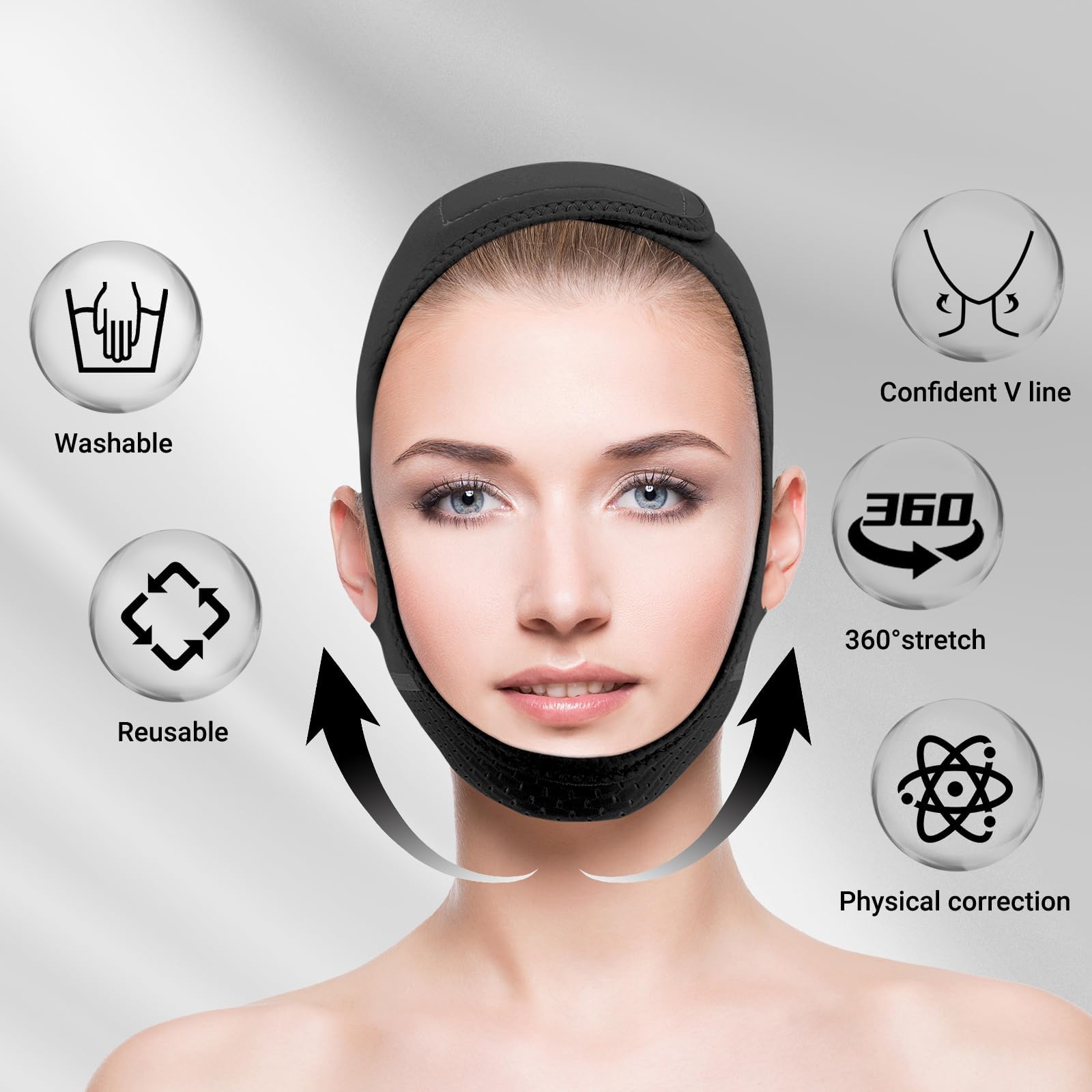 Reusable V Line Lifting Mask with Chin Strap for Sleeping,Face Lift Prevent Sagging, Jaw Exerciser,Pink,M