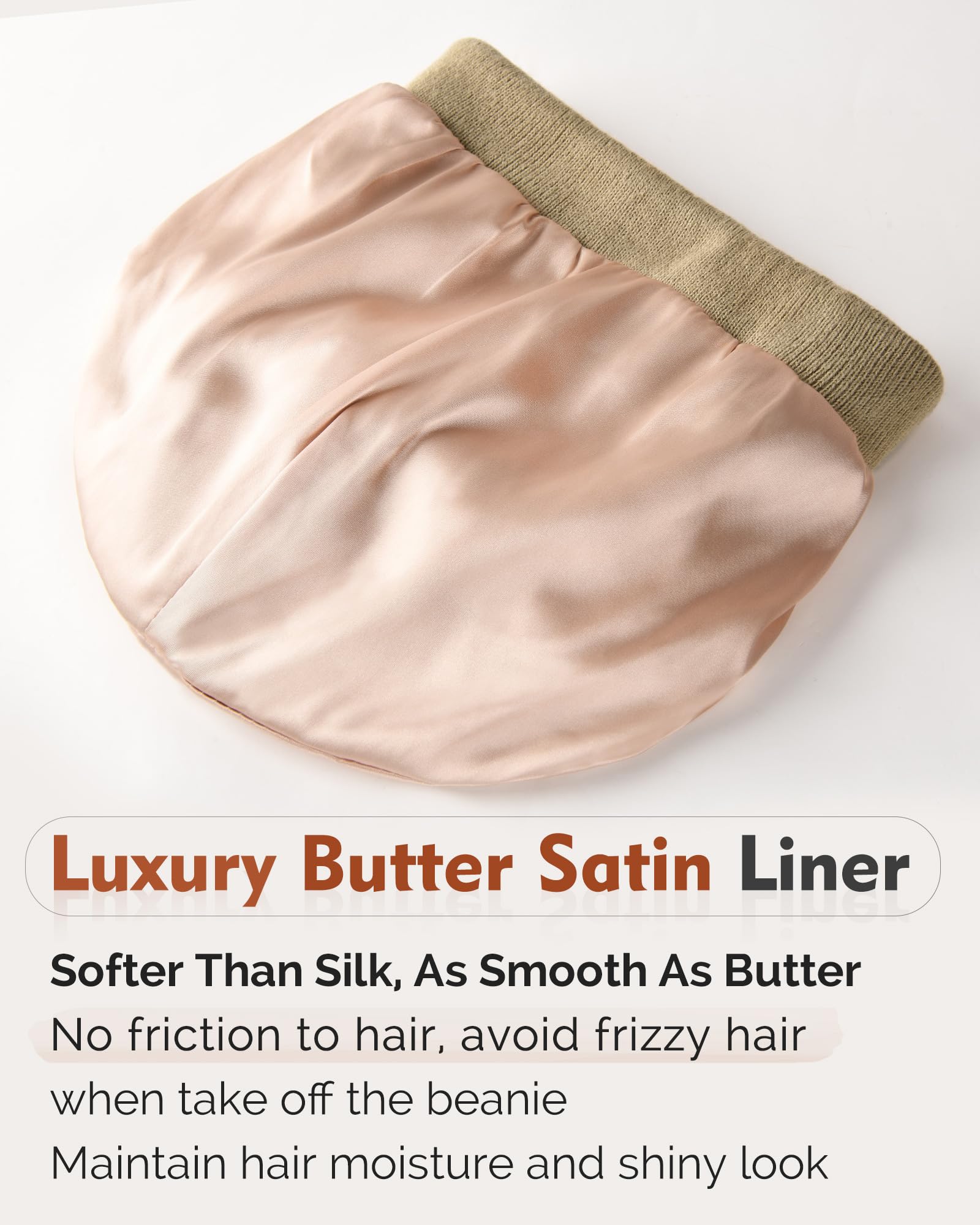 YANIBEST Satin Lined Beanie for Women Reduce Frizz Winter Hats for Women Men Silk Lining Soft Slouchy Warm Cuffed Less Static