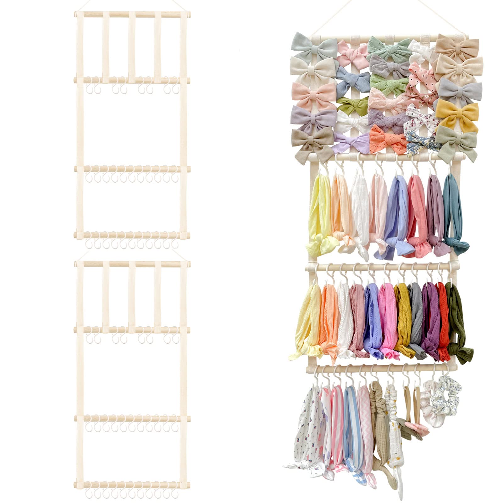 POVETIRE Headband Holder Hair Bows Organizer for Girls, Baby Headbands Hair Accessories Organizer Storage Wall Hanging Decor for Toddler Girls Room