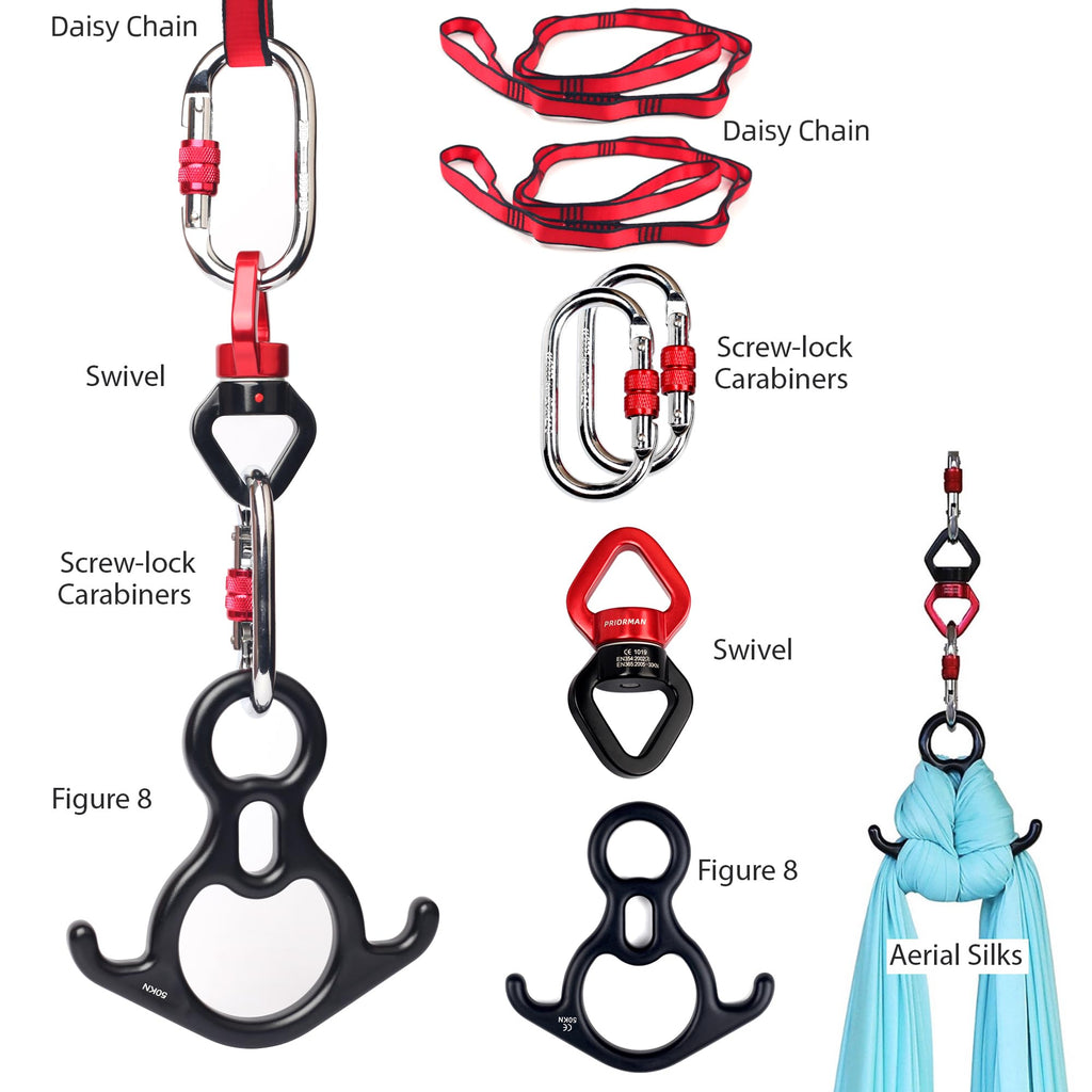 Aerial Silks Set, Premium Ariel Yoga Hammock 9 Yards Aerial Silk, Low-Stretch Fabric, Yoga Starter Kit for Home, Aerial Rig for All Skill Levels - All Hardware Included