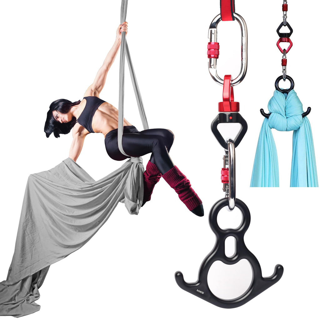 Aerial Silks Set, Premium Ariel Yoga Hammock 9 Yards Aerial Silk, Low-Stretch Fabric, Yoga Starter Kit for Home, Aerial Rig for All Skill Levels - All Hardware Included