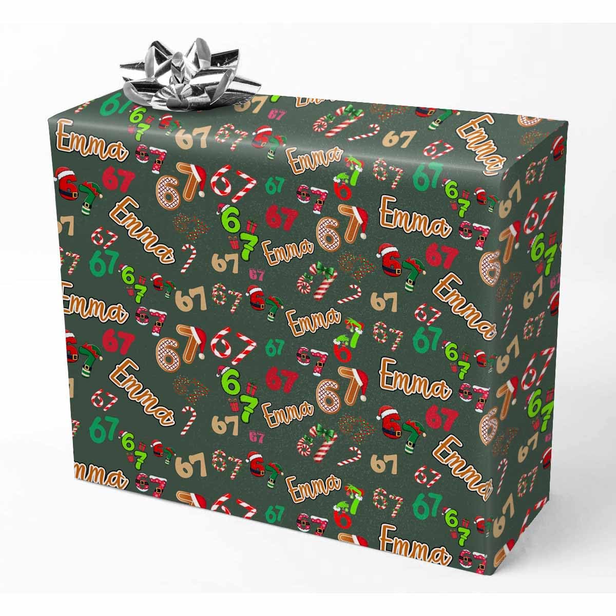 InterestPrint Custom Photo Wrapping Paper Merry Christmas with Christmas hat Wrapping Paper Custom Name Gift Wrap Roll Perfect for Birthdays 58"x 23"