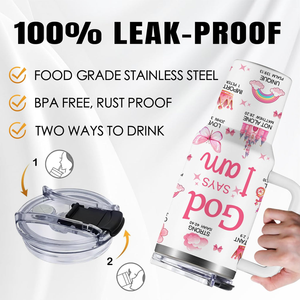 Christian Gifts for Women, 40 oz I Can Do All Things Christ Tumbler With Handle, Inspirational Religious Birthday Gifts for Faith Cup, Christian Jesus God Bible Verse Pastor Prayer Gift for Christmas