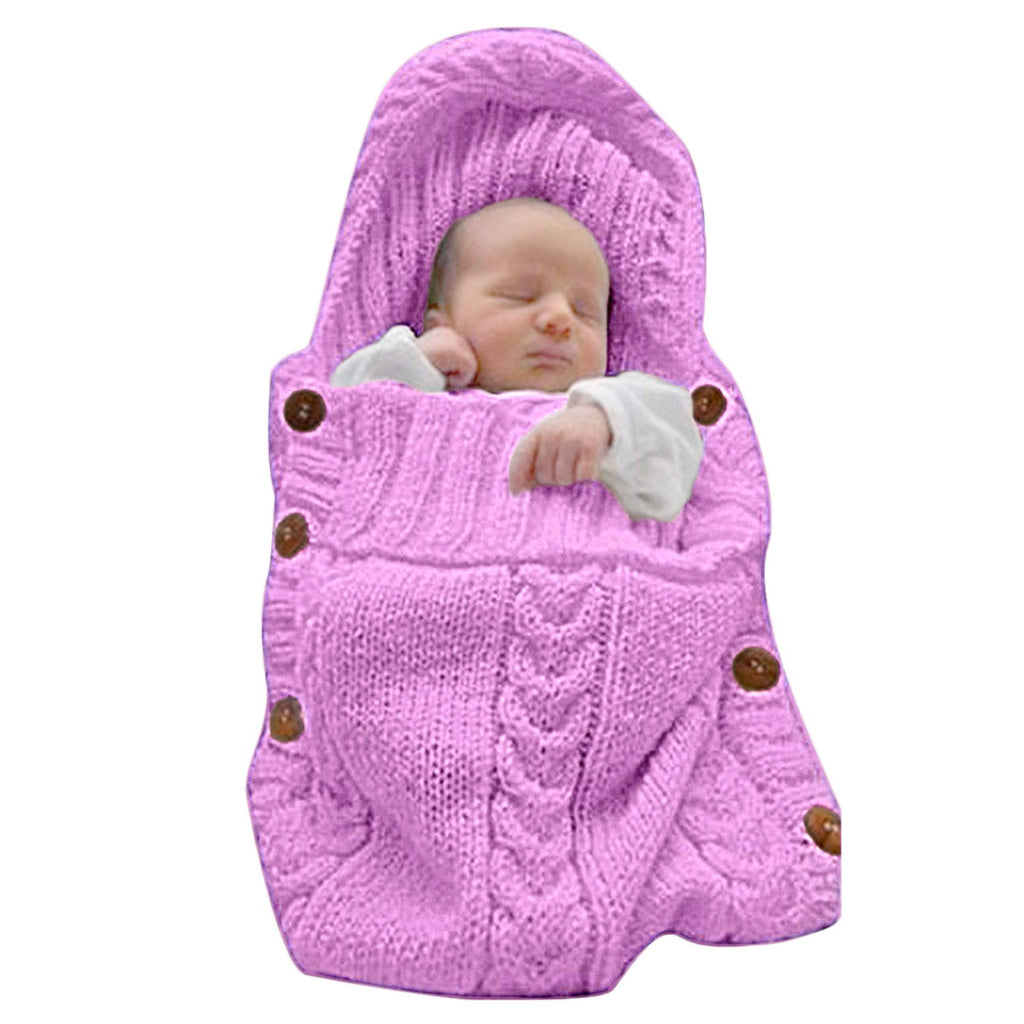 XMWEALTHY Newborn Baby Wrap Swaddle Blanket Knit Sleeping Bag Sleep Sack Stroller Wrap for Baby(Beige) (0-6 Month)