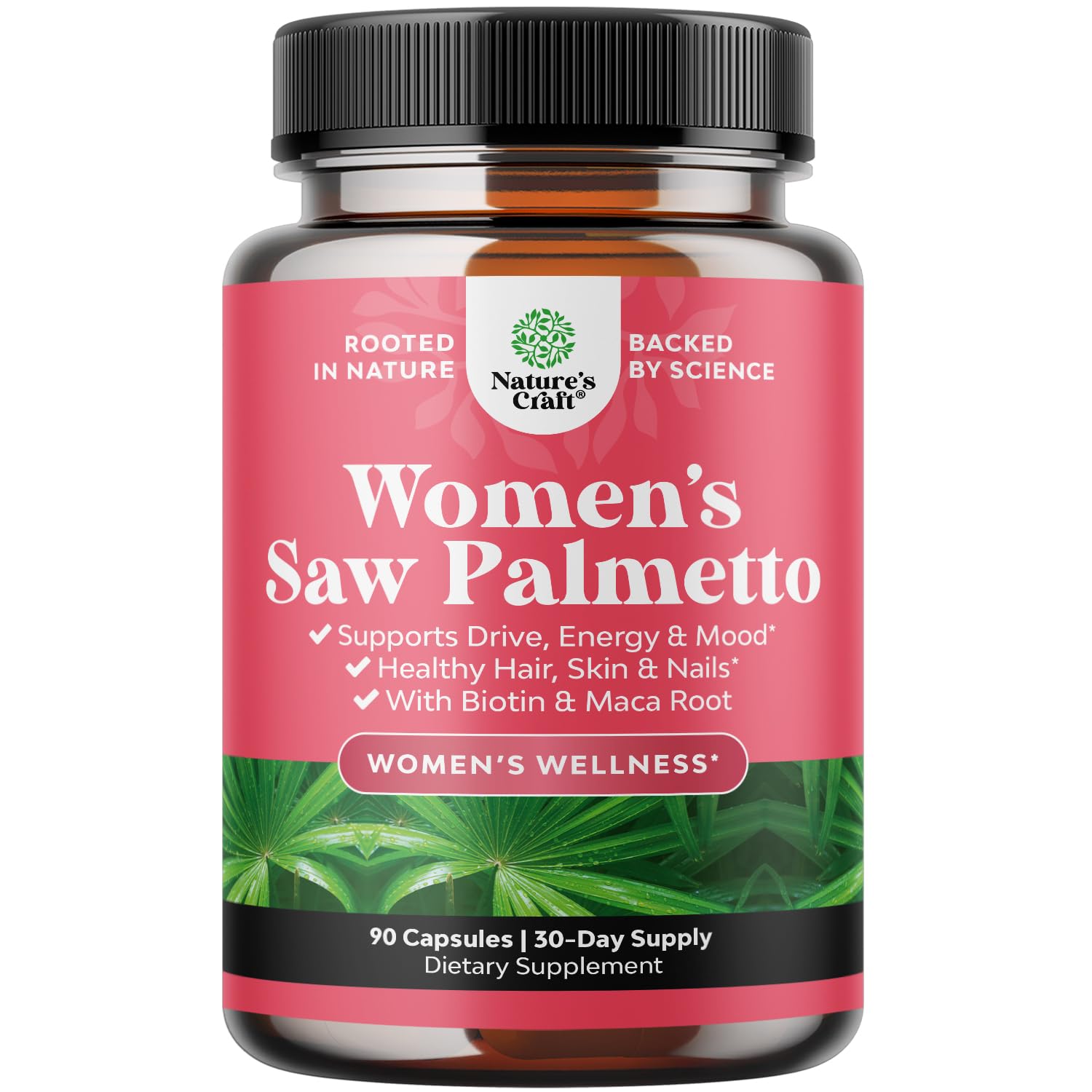 Extra Strength Saw Palmetto for Women 500mg - DHT Blocker for Women 30-Day Supply - Hair Vitamins for Hair Loss Supplement - Pure Saw Palmetto Extract Capsules with Maca Root & Biotin - 90 Capsules