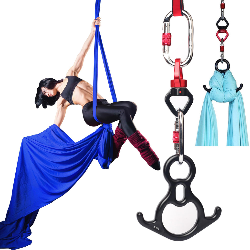 Aerial Silks Set, Premium Ariel Yoga Hammock 9 Yards Aerial Silk, Low-Stretch Fabric, Yoga Starter Kit for Home, Aerial Rig for All Skill Levels - All Hardware Included