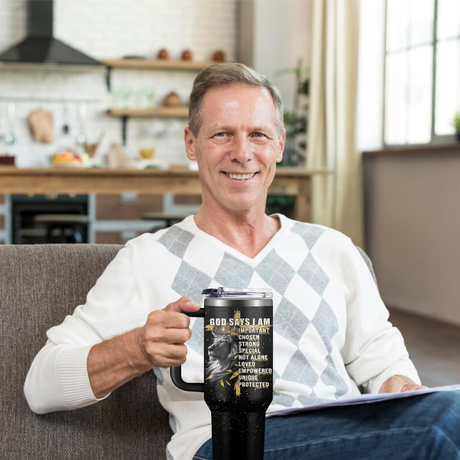 Christian Gifts for Women, 40 oz I Can Do All Things Christ Tumbler With Handle, Inspirational Religious Birthday Gifts for Faith Cup, Christian Jesus God Bible Verse Pastor Prayer Gift for Christmas