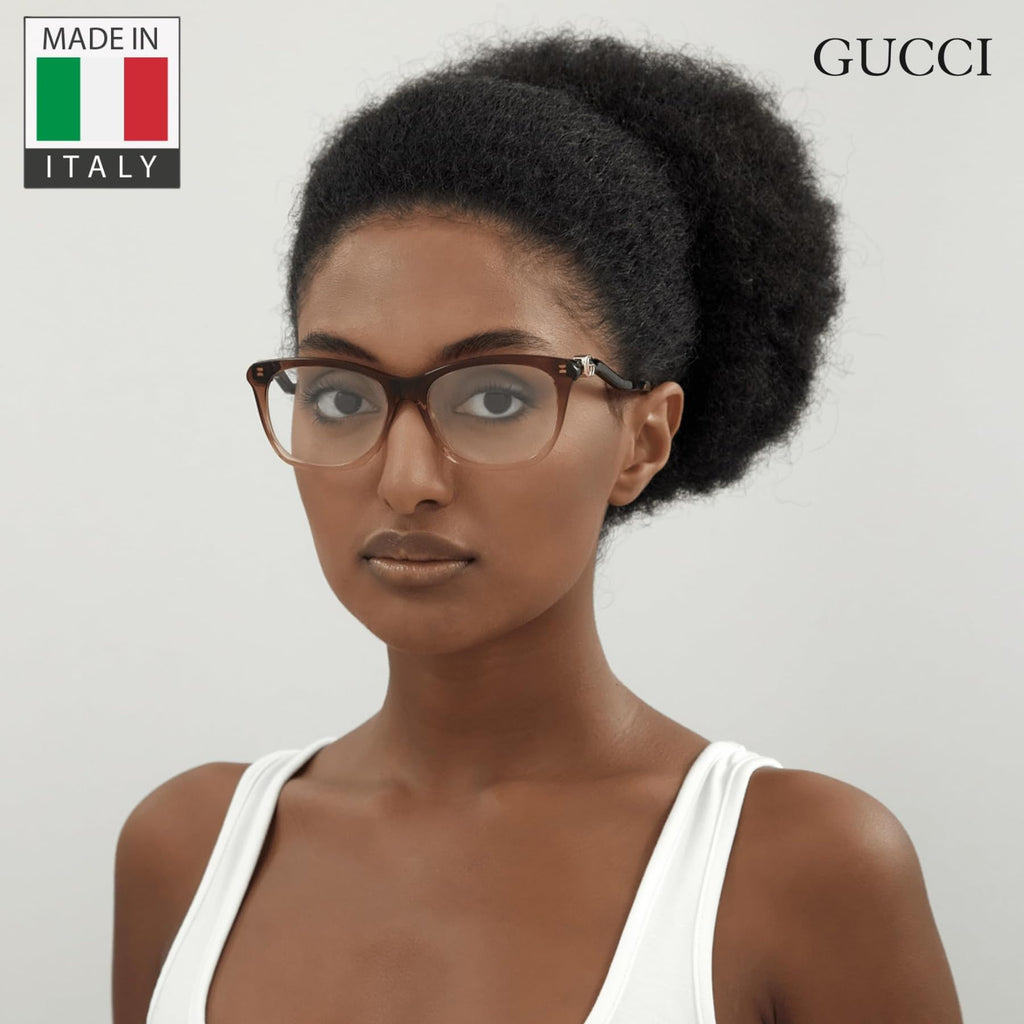 Gucci GG1012O Squared Cat Eye Shape Eyeglasses + Bundle with eSHADES Luxury Eyewear Kit