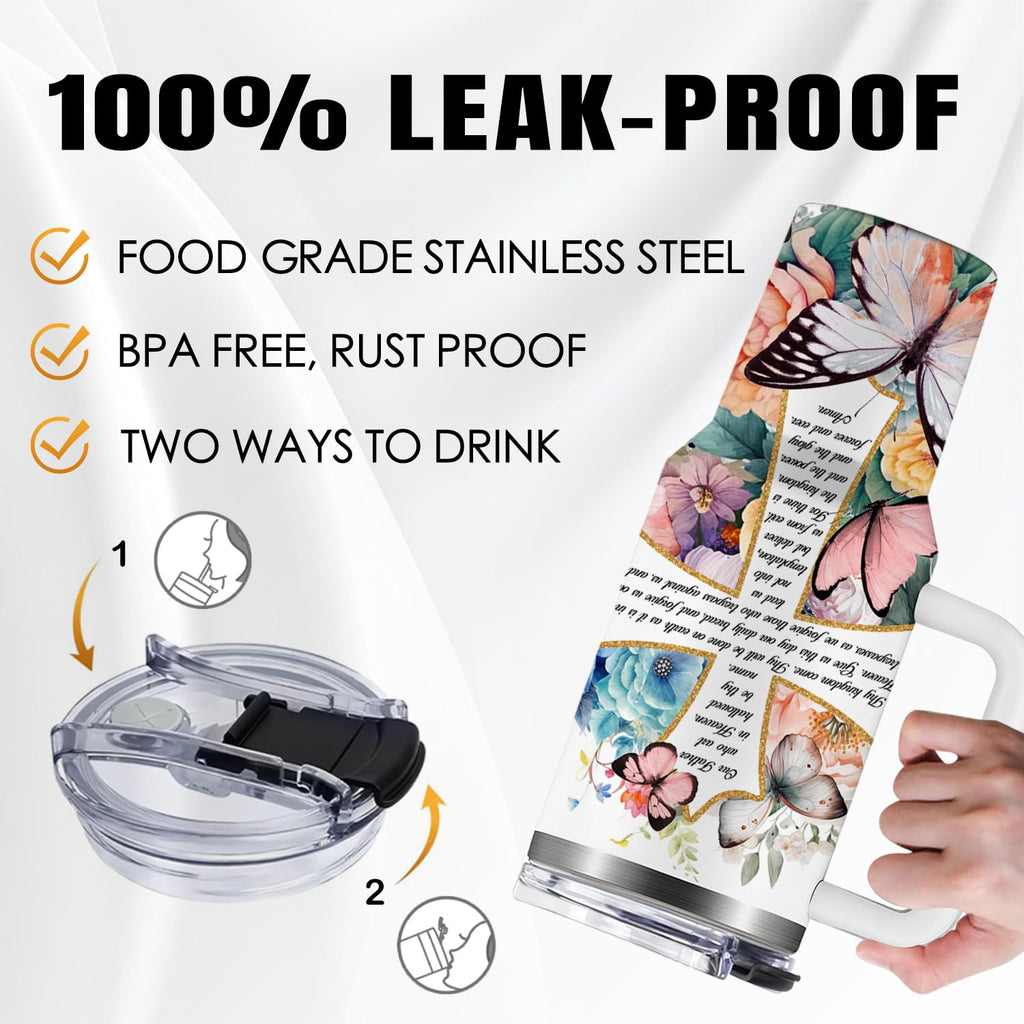 Christian Gifts for Women, 40 oz I Can Do All Things Christ Tumbler With Handle, Inspirational Religious Birthday Gifts for Faith Cup, Christian Jesus God Bible Verse Pastor Prayer Gift for Christmas