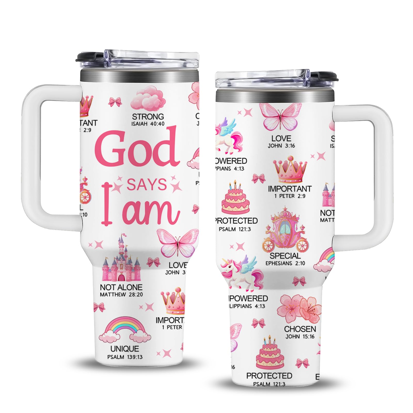 Christian Gifts for Women, 40 oz I Can Do All Things Christ Tumbler With Handle, Inspirational Religious Birthday Gifts for Faith Cup, Christian Jesus God Bible Verse Pastor Prayer Gift for Christmas