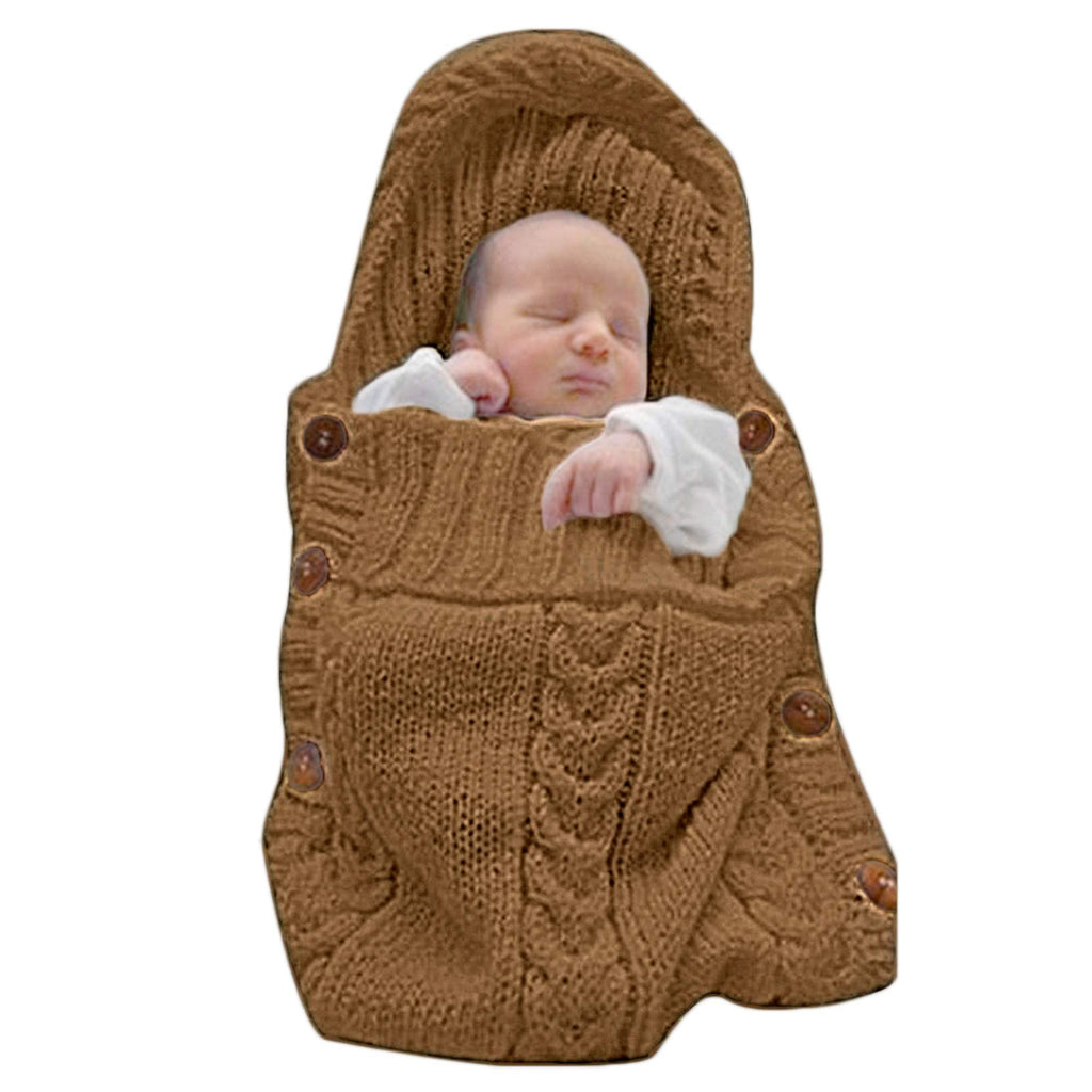 XMWEALTHY Newborn Baby Wrap Swaddle Blanket Knit Sleeping Bag Sleep Sack Stroller Wrap for Baby(Beige) (0-6 Month)
