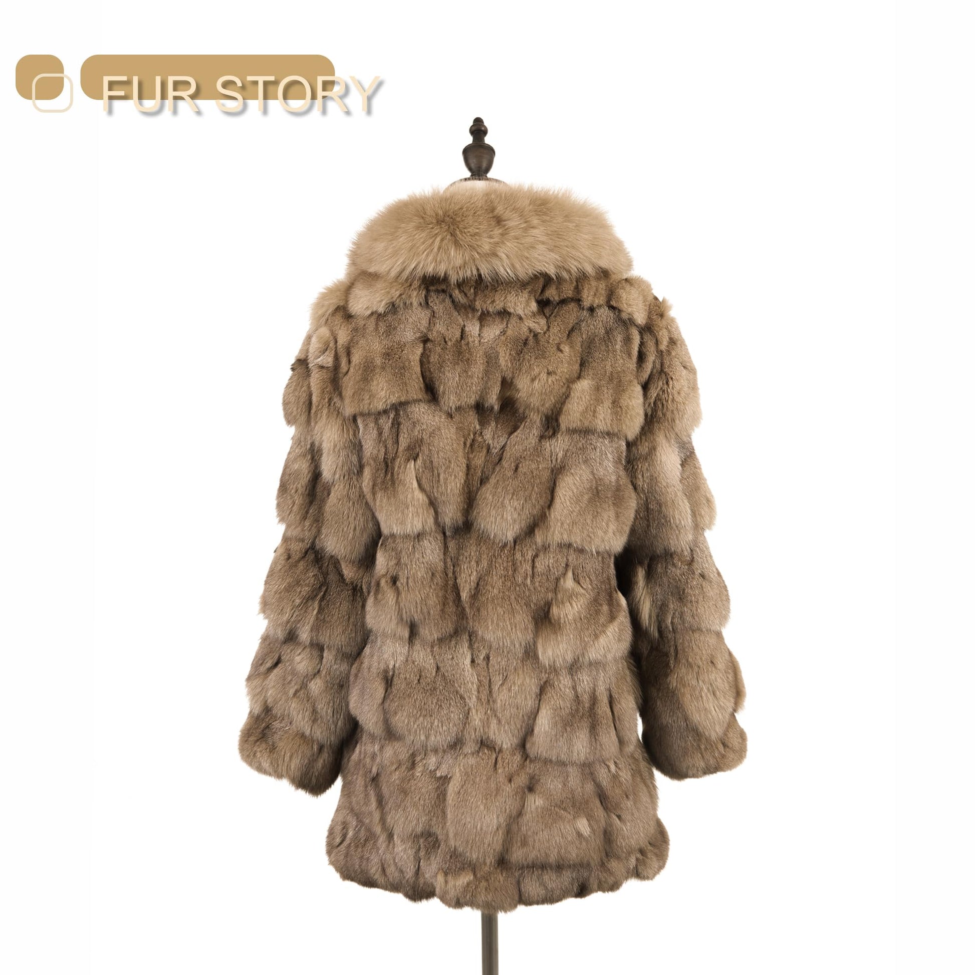 Fur Story Women's Genuine Fox Fur Coat Thick Warm Fur Jacket Winter coat