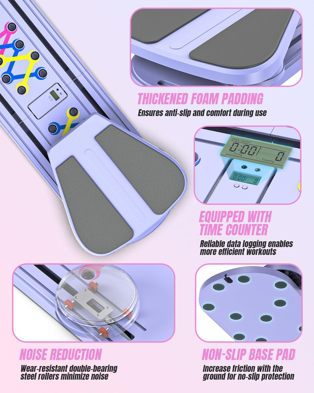 Pilates Board Pilates Reformer Set, Pilates Board for Home Workout Foldable Pilates Reformer Board for Women, 6 in 1 Multifunctional Pilates Equipment