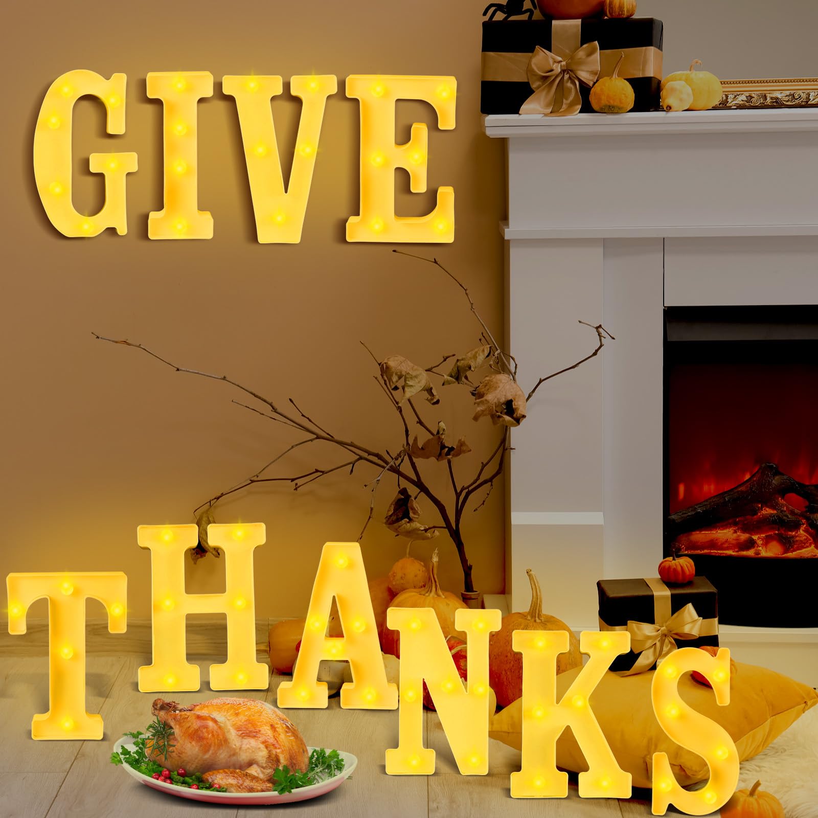 11 Pcs Happy Kwanzaa Large LED Letter Sign LED Lights Battery Powered Table Decorations for Party Favor Light Centerpiece Tabletop Decoration