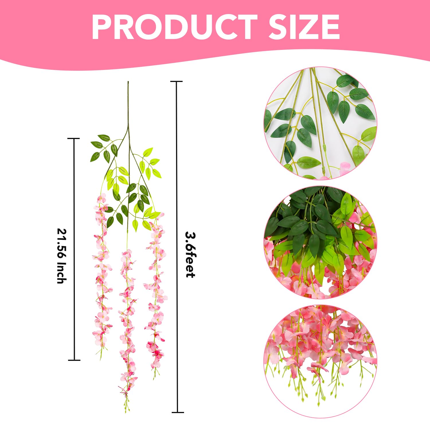 Wisteria Hanging Flowers,Fake Hanging Flowers,Wisteria artificiales Garland for Home Wedding Arch Floral Party Garden Ceremony Outdoor Decor,3.6 feet Long(36,White)