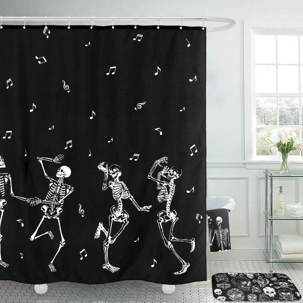 Honoson 8 Pcs Christmas Black Santa Claus Shower Curtain Set with Rugs and Kitchen Towels African American Retro Christmas Bathroom Decor Black Santa Curtain Decorations Xmas Farmhouse Gifts
