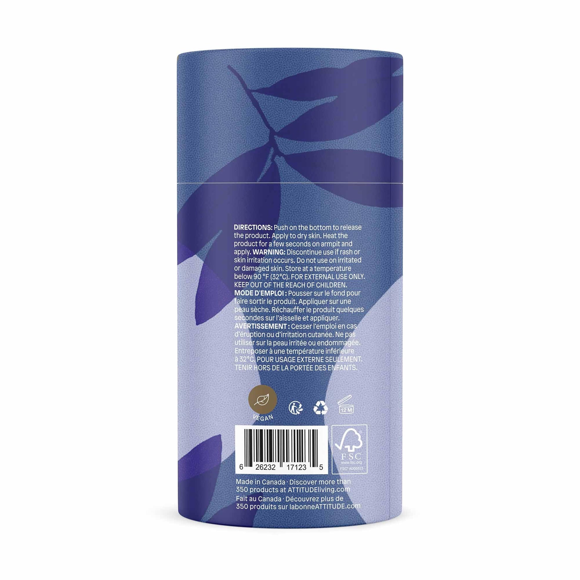 ATTITUDE Natural Deodorant, Aluminum-free, Odor Control & Long Lasting, Nourishing Ingredients, Castor, Jojoba Oils, Baking Soda-free, EWG Verified, For Men & Women, Patchouli & Black Pepper, 3 Oz