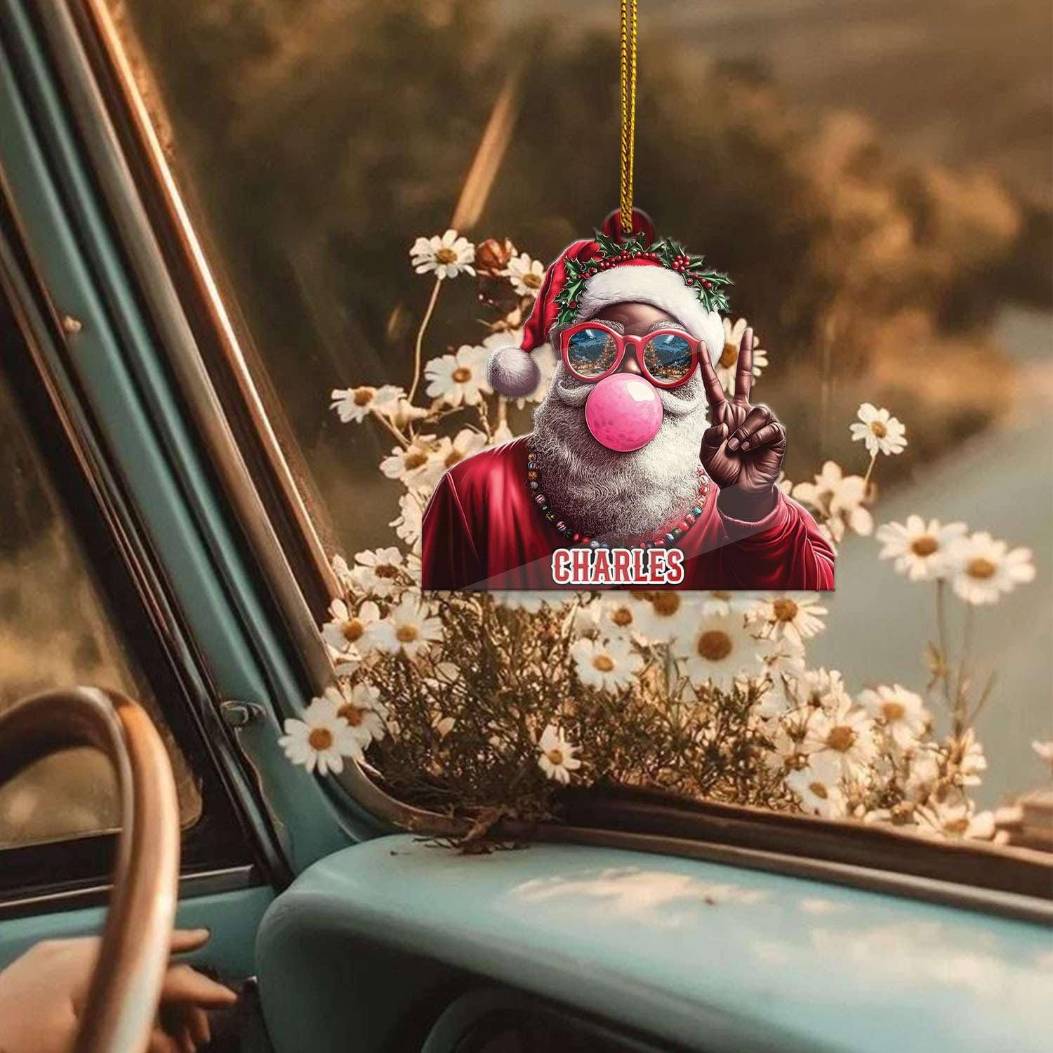 2D Acrylic Christmas Elf Shaped Ornament with Gift Box, Personalized Name Holiday Keepsake, Cute Ornament for Kids Room, Custom Name African-Inspired Decoration, Gifts for Boys