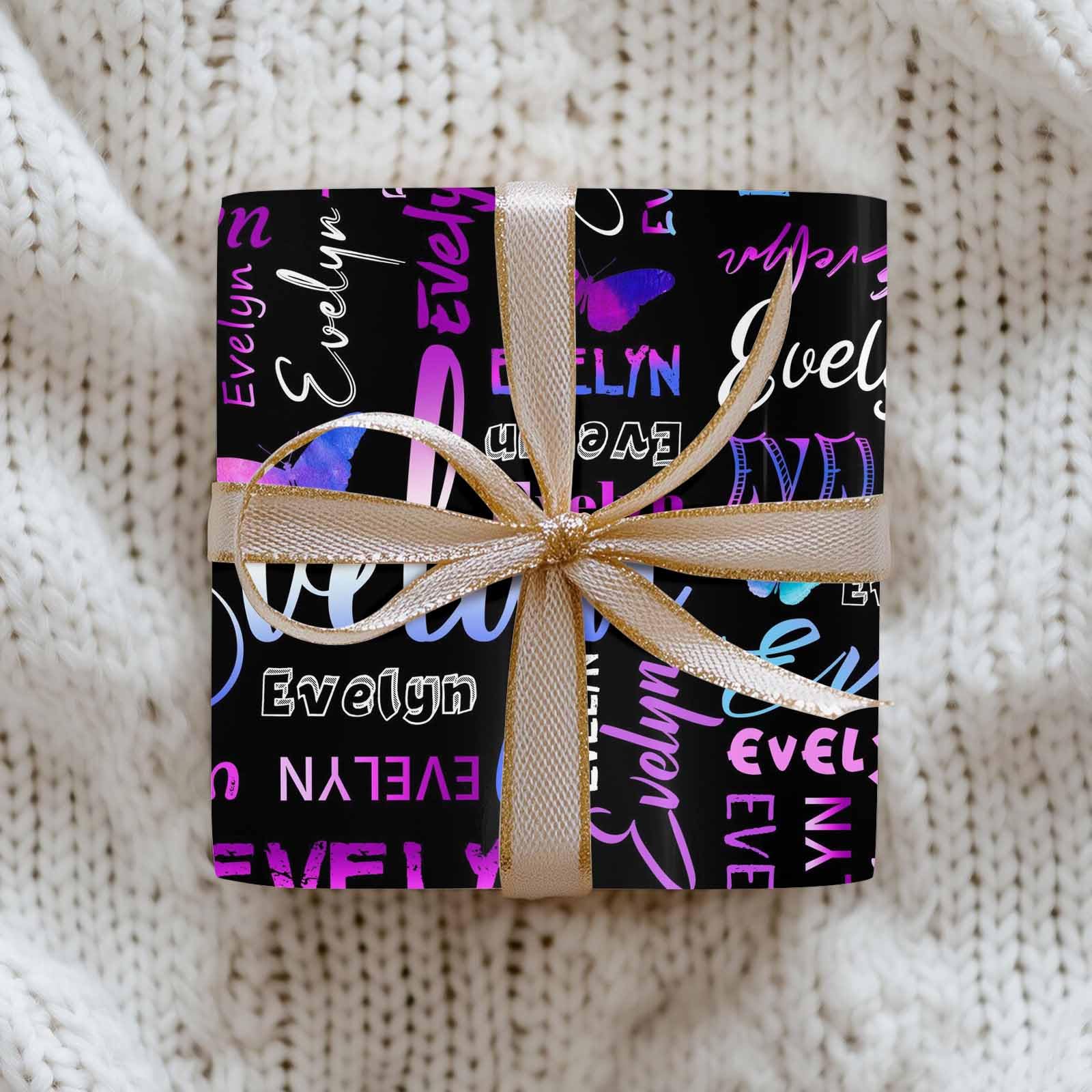 InterestPrint Custom Photo Wrapping Paper Merry Christmas with Christmas hat Wrapping Paper Custom Name Gift Wrap Roll Perfect for Birthdays 58"x 23"