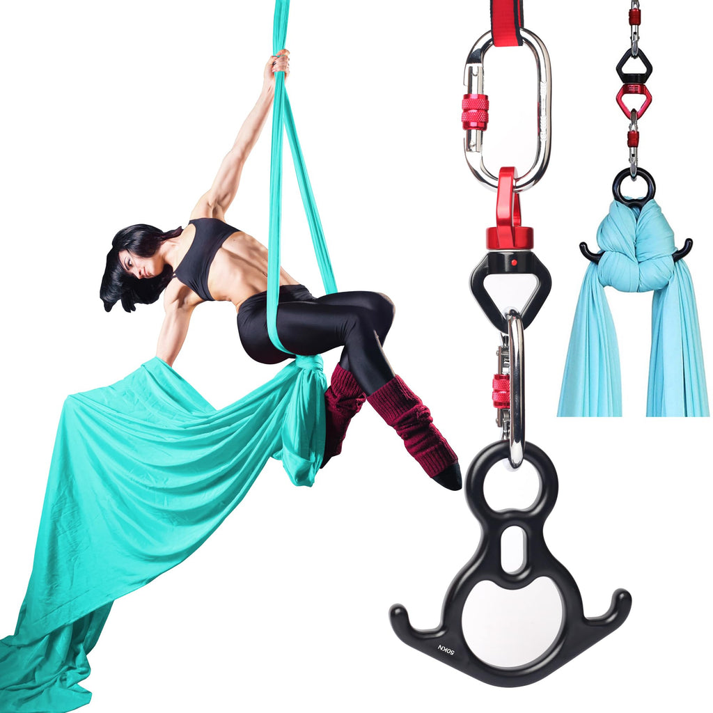 Aerial Silks Set, Premium Ariel Yoga Hammock 9 Yards Aerial Silk, Low-Stretch Fabric, Yoga Starter Kit for Home, Aerial Rig for All Skill Levels - All Hardware Included