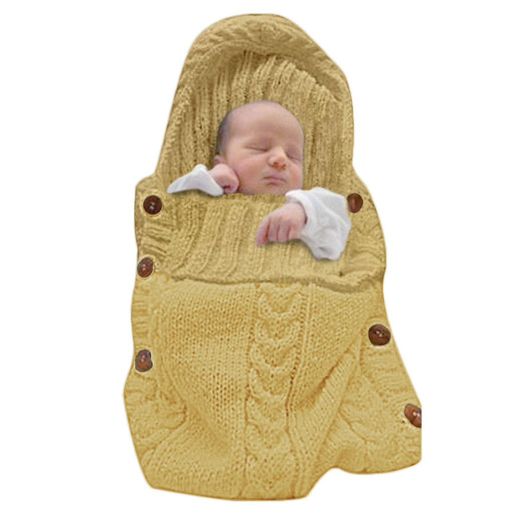 XMWEALTHY Newborn Baby Wrap Swaddle Blanket Knit Sleeping Bag Sleep Sack Stroller Wrap for Baby(Beige) (0-6 Month)