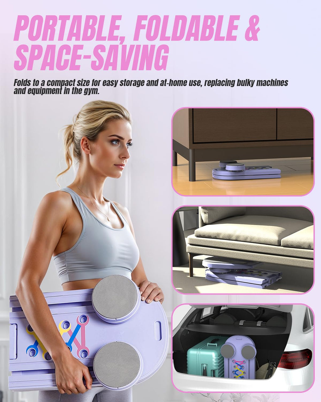 Pilates Board Pilates Reformer Set, Pilates Board for Home Workout Foldable Pilates Reformer Board for Women, 6 in 1 Multifunctional Pilates Equipment