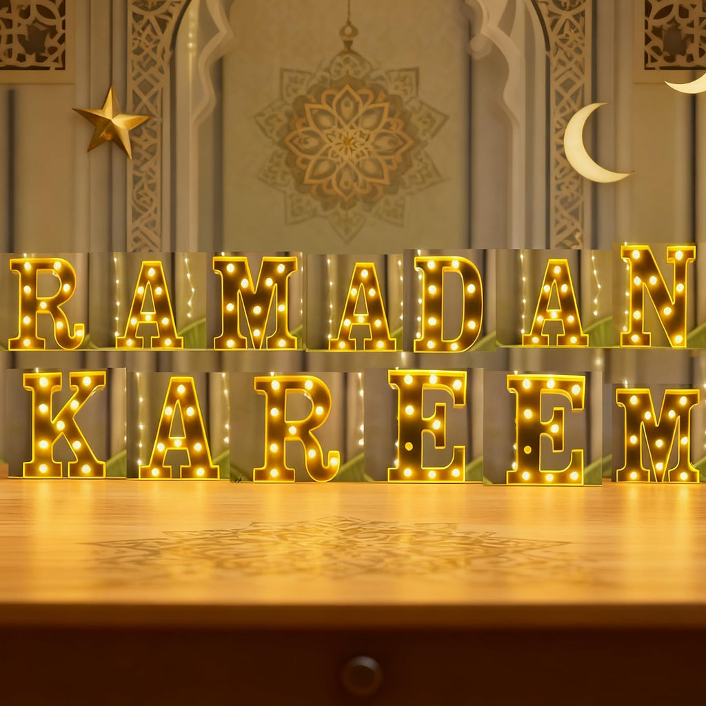 11 Pcs Happy Kwanzaa Large LED Letter Sign LED Lights Battery Powered Table Decorations for Party Favor Light Centerpiece Tabletop Decoration