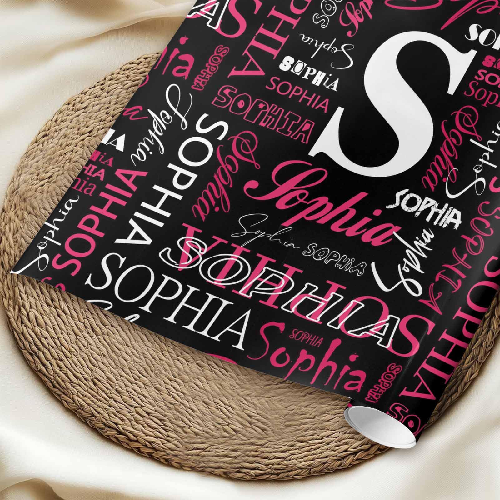 InterestPrint Custom Photo Wrapping Paper Merry Christmas with Christmas hat Wrapping Paper Custom Name Gift Wrap Roll Perfect for Birthdays 58"x 23"