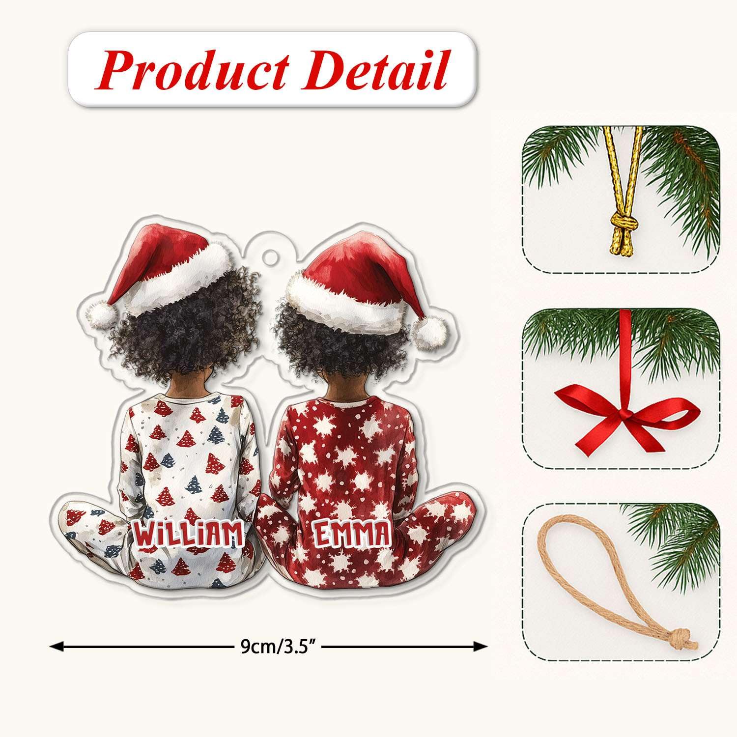 2D Acrylic Christmas Elf Shaped Ornament with Gift Box, Personalized Name Holiday Keepsake, Cute Ornament for Kids Room, Custom Name African-Inspired Decoration, Gifts for Boys