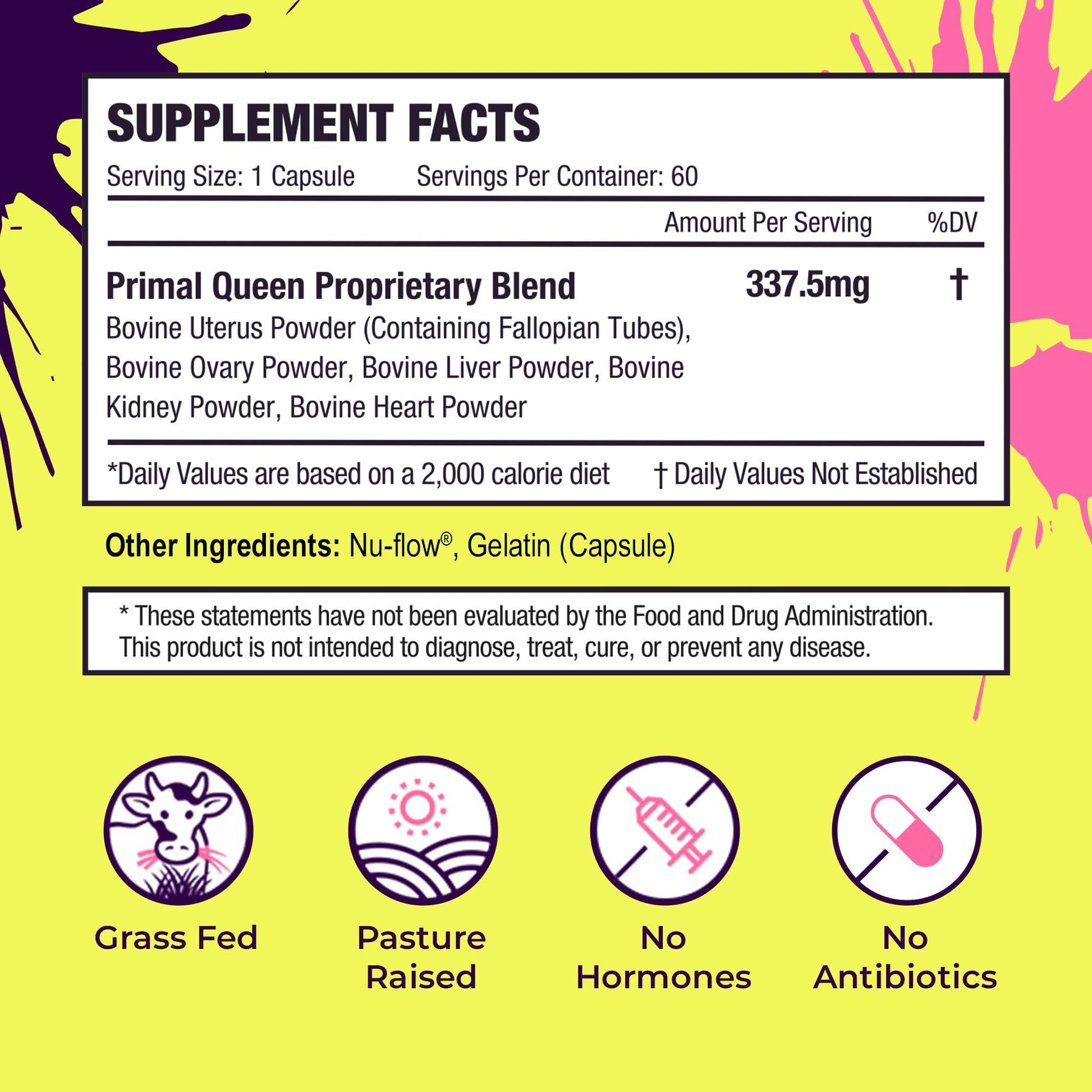 Female-Optimized Beef Organ Superfood Supplement (Beef Liver, Kidney, Heart, & 3 More) - 100% Grass Fed, Pasture Raised Cattle - Balance Hormones, Energy, & More for Women