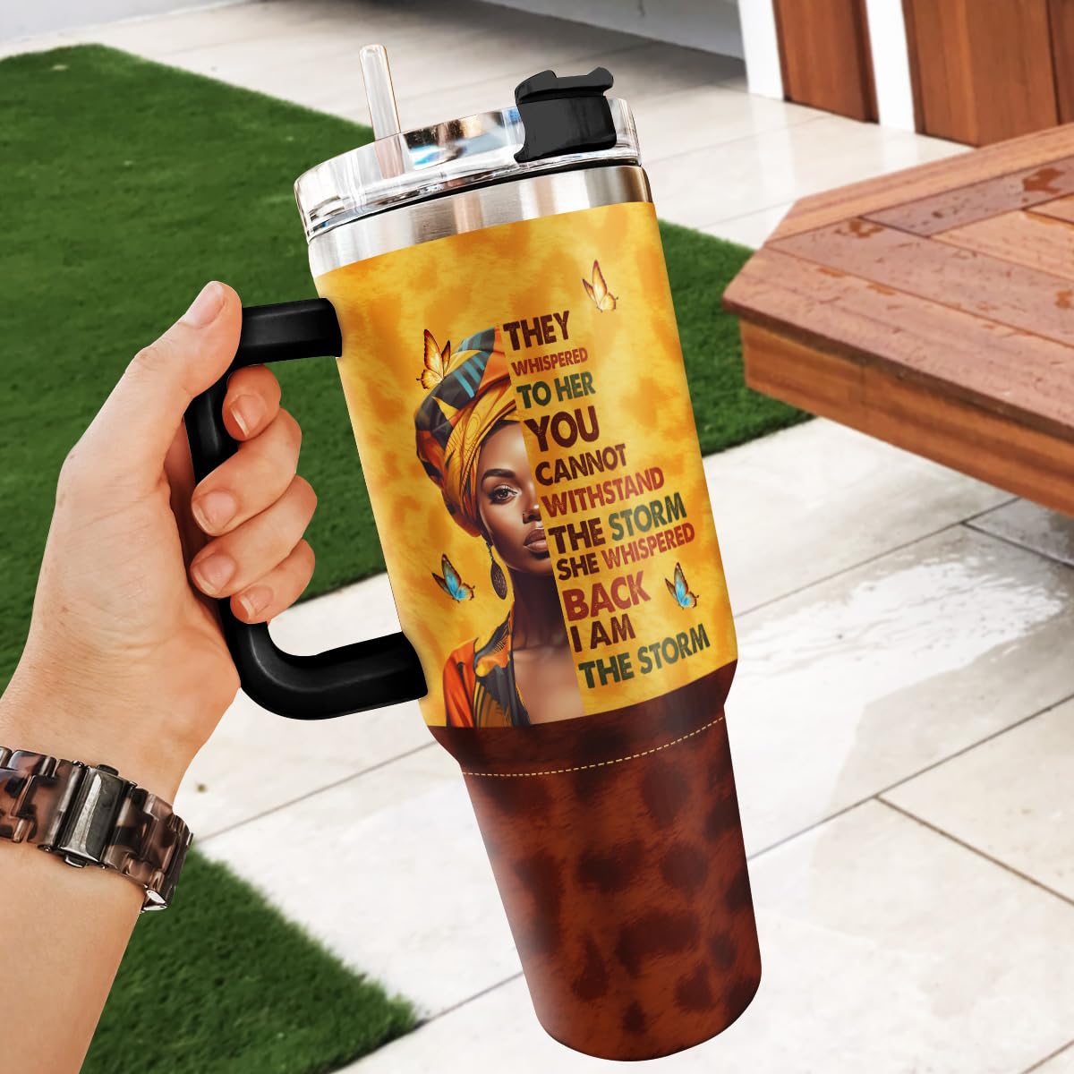 Sistabag - Coffee Tumbler For Black Women - Birthday, Mother's Day, Christmas Gifts For Women, Pride Tumbler For Woman (She Who Kneels Before God, 20 Oz)