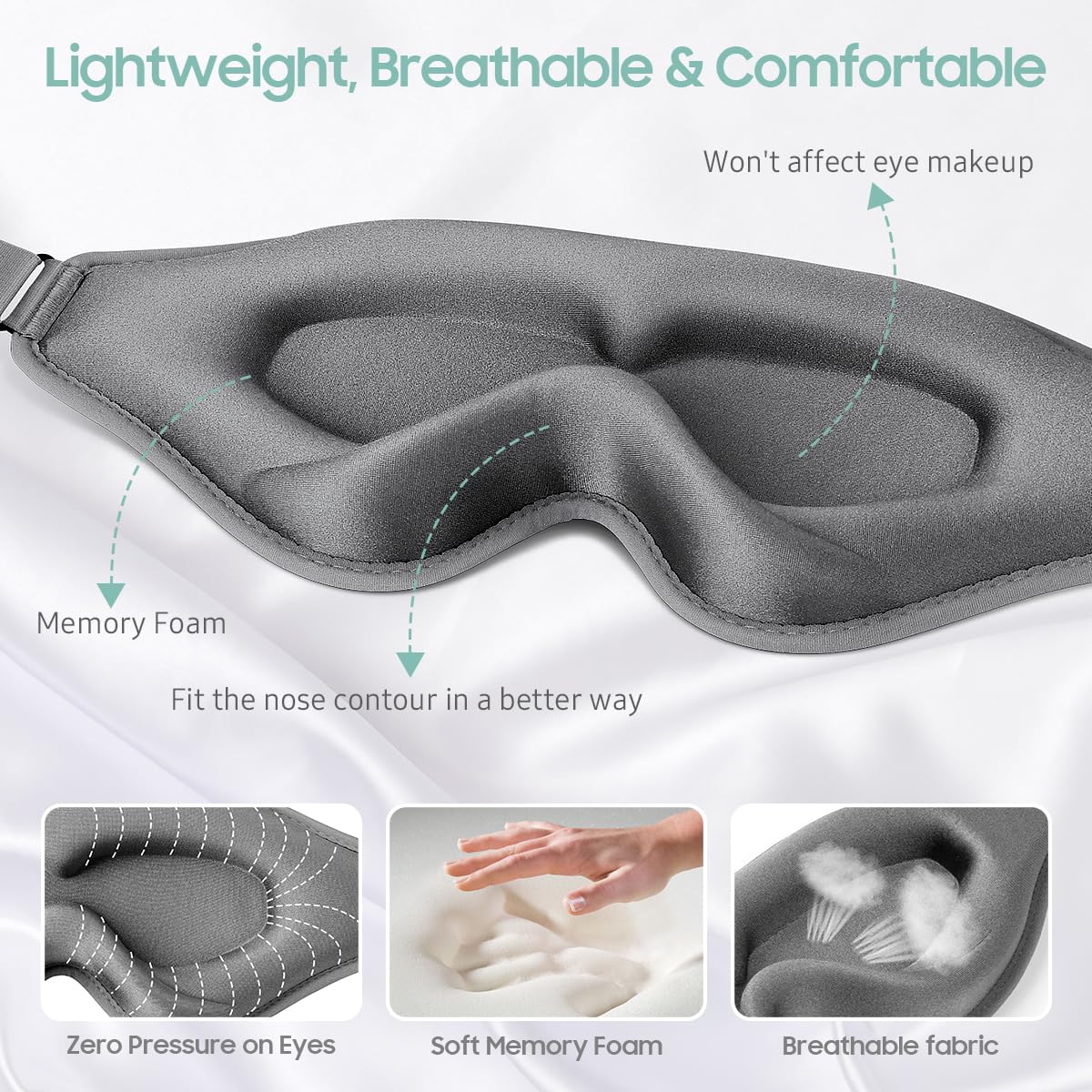 Sleep Mask, Premium Eye Mask for Sleeping, Total Blackout, Super Soft Comfort, Adjustable Fit, Upgraded 3D Ergonomic Designed Sleeping Mask for Home, Office, Travel, Meditation, Yoga, Pink